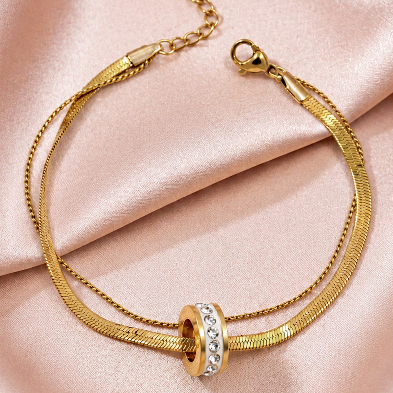 Artklim Elegant Double Layer Herringbone Anti-Tarnish Bracelet