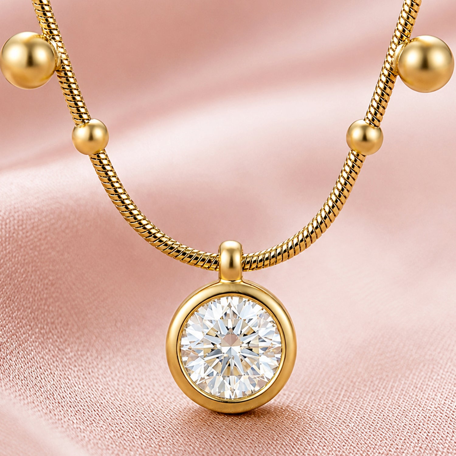 Artklim Luxury Gold Crystal Charm Necklace