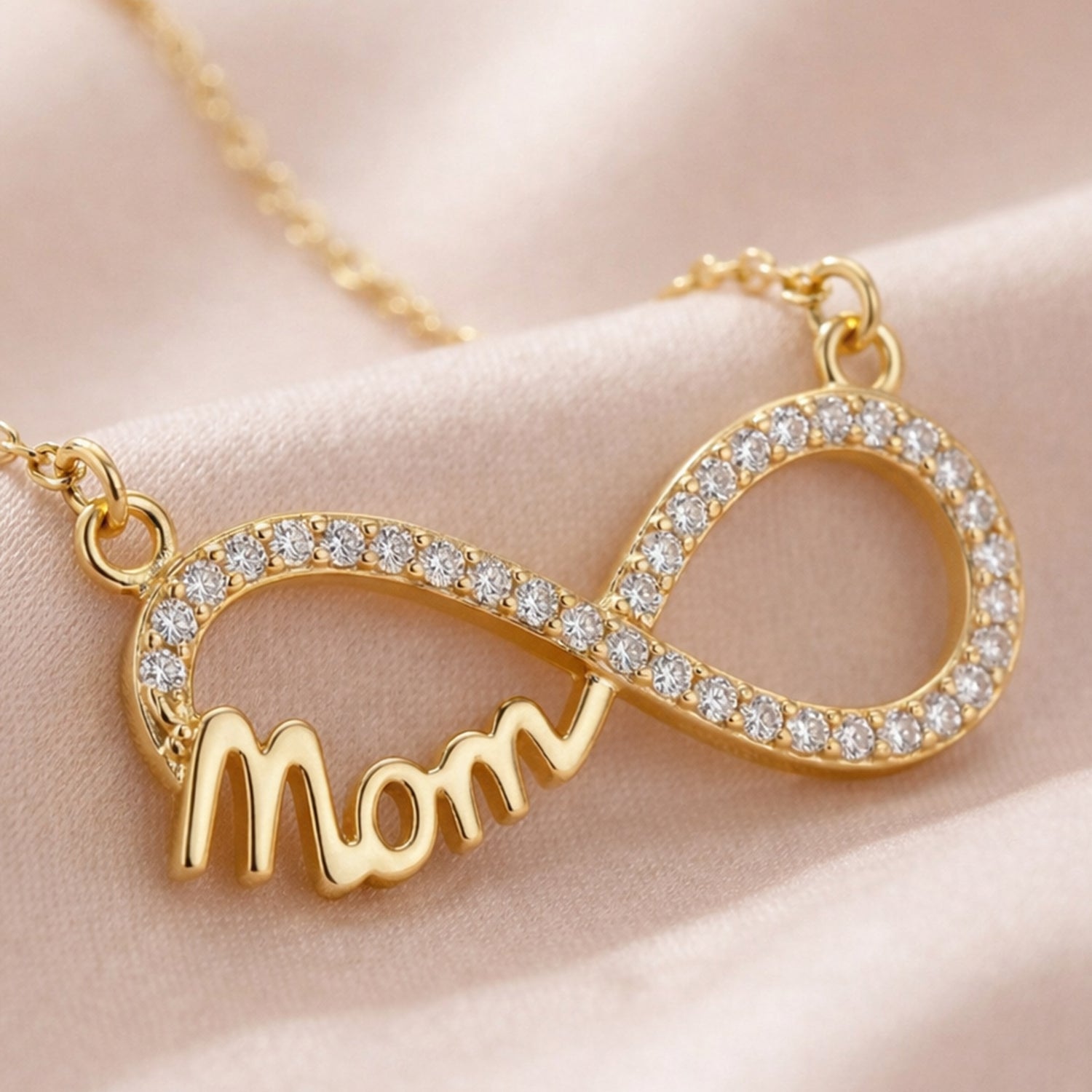 Artklim Gold-Plated Sparkling Infinity “Mom” Anti-Tarnish Pendant Necklace