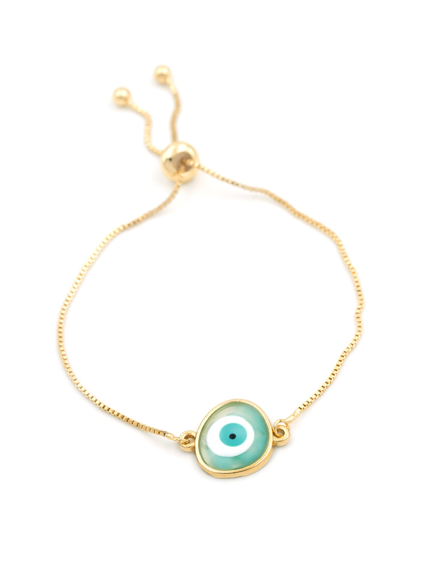 Artklim Gold Plated Anti Tarnish Aqua Aura Evil Eye Bracelet
