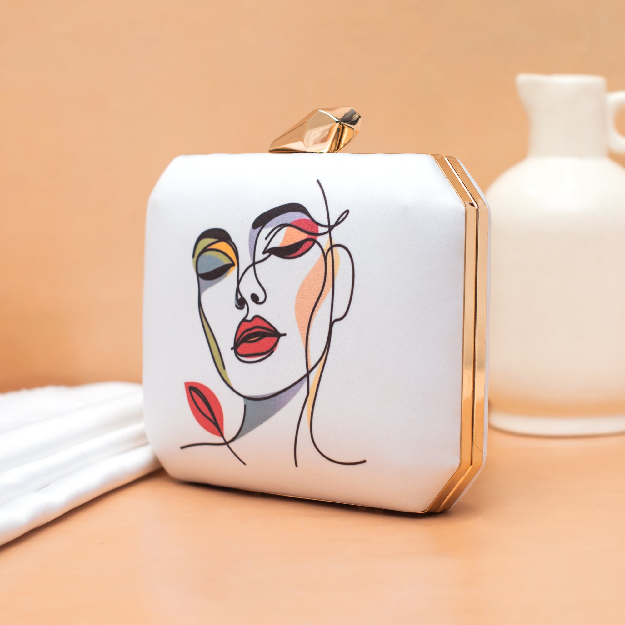 Artklim Abstract Art Portrait Printed Clutch