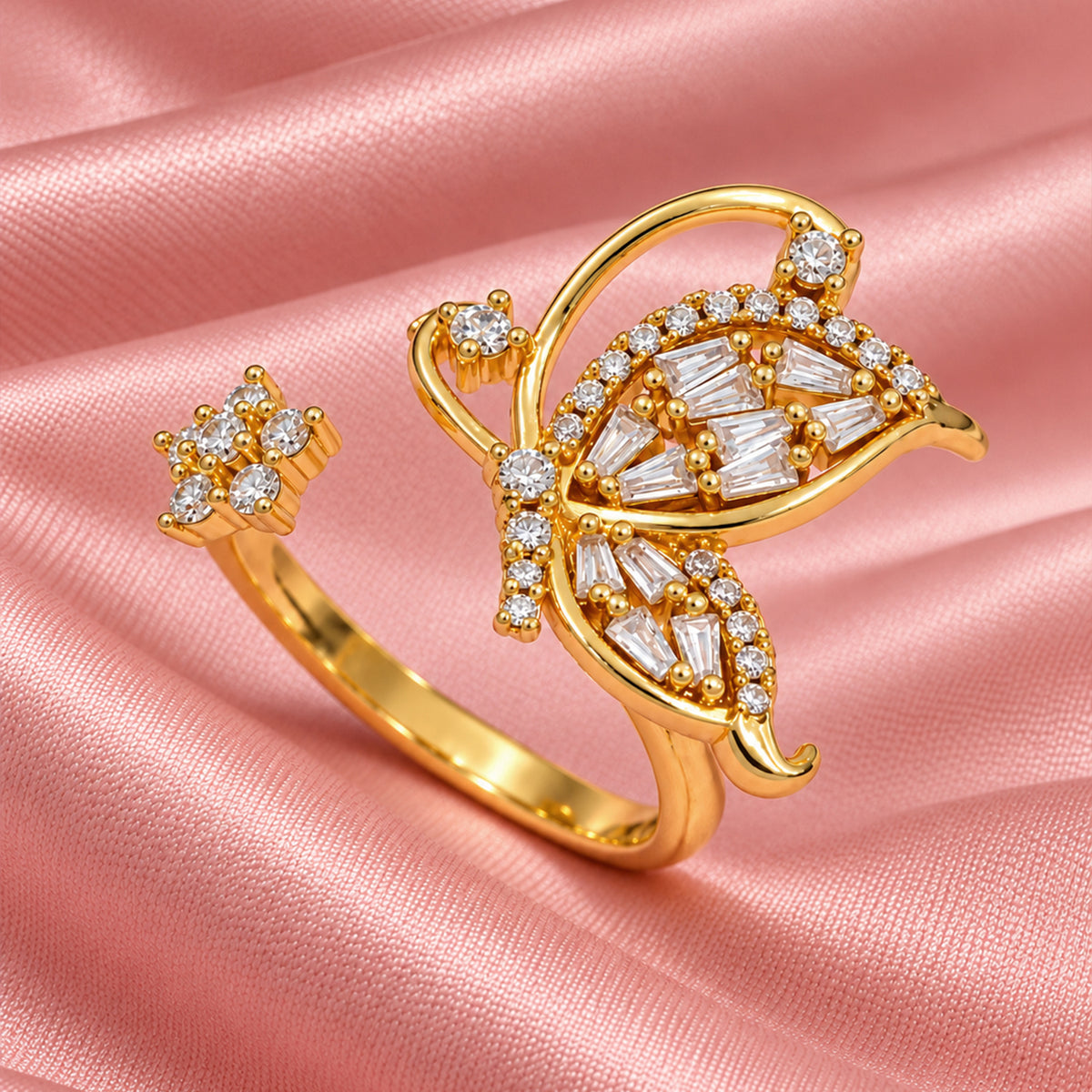 Artklim Elegant Butterfly Gold-Tone Anti-Tarnish Statement Ring
