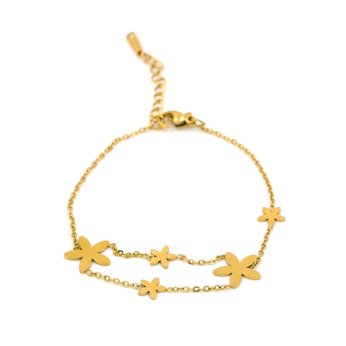 Artklim Gold Plated Floral Charms Bracelet