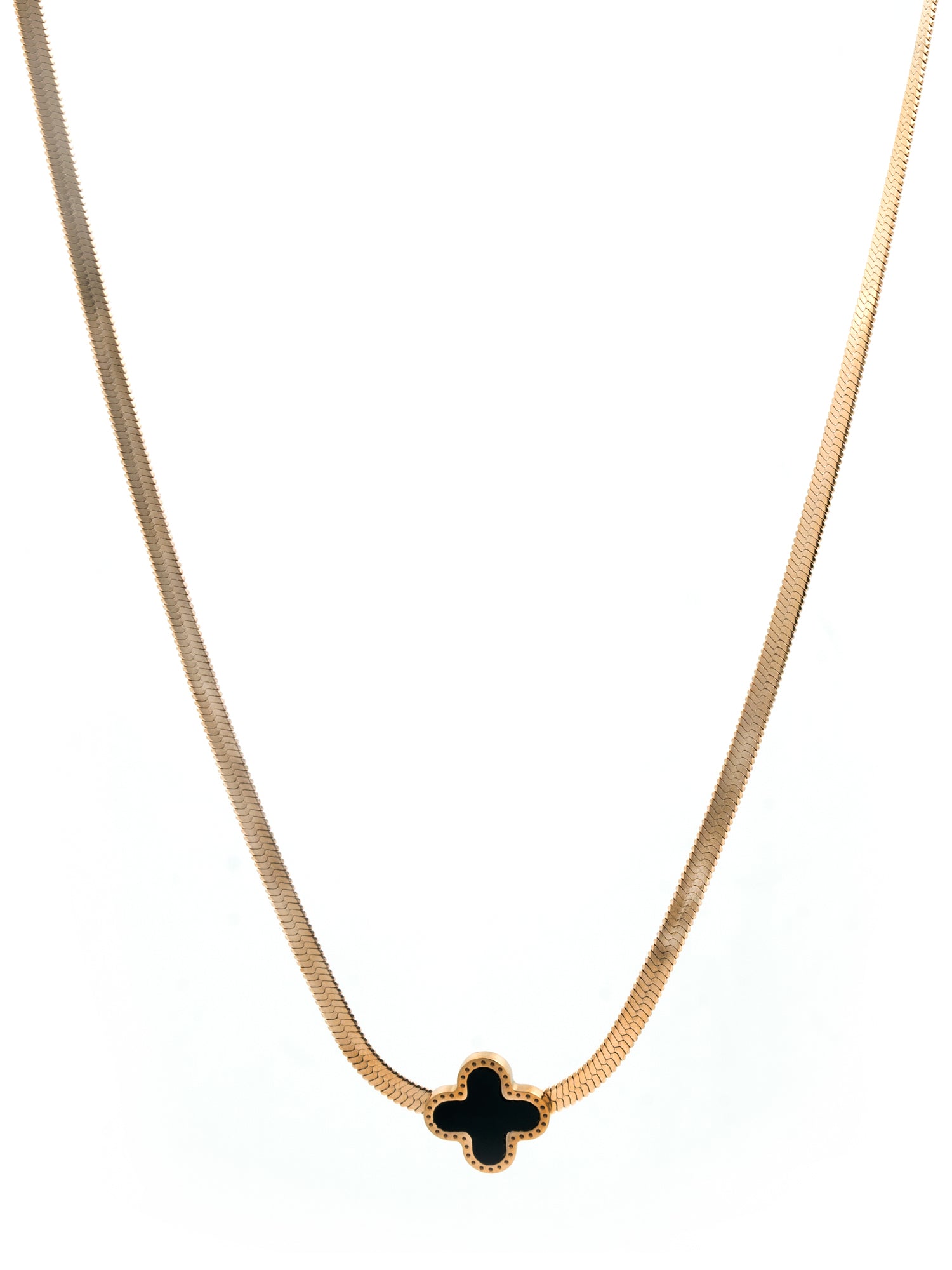 Artklim Gold Plated Black Clover Anti-Tarnish Necklace