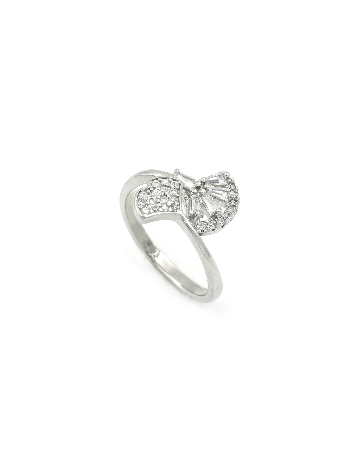 Artklim Sliver- Tone Twin Leaf Anti-Tarnish Ring