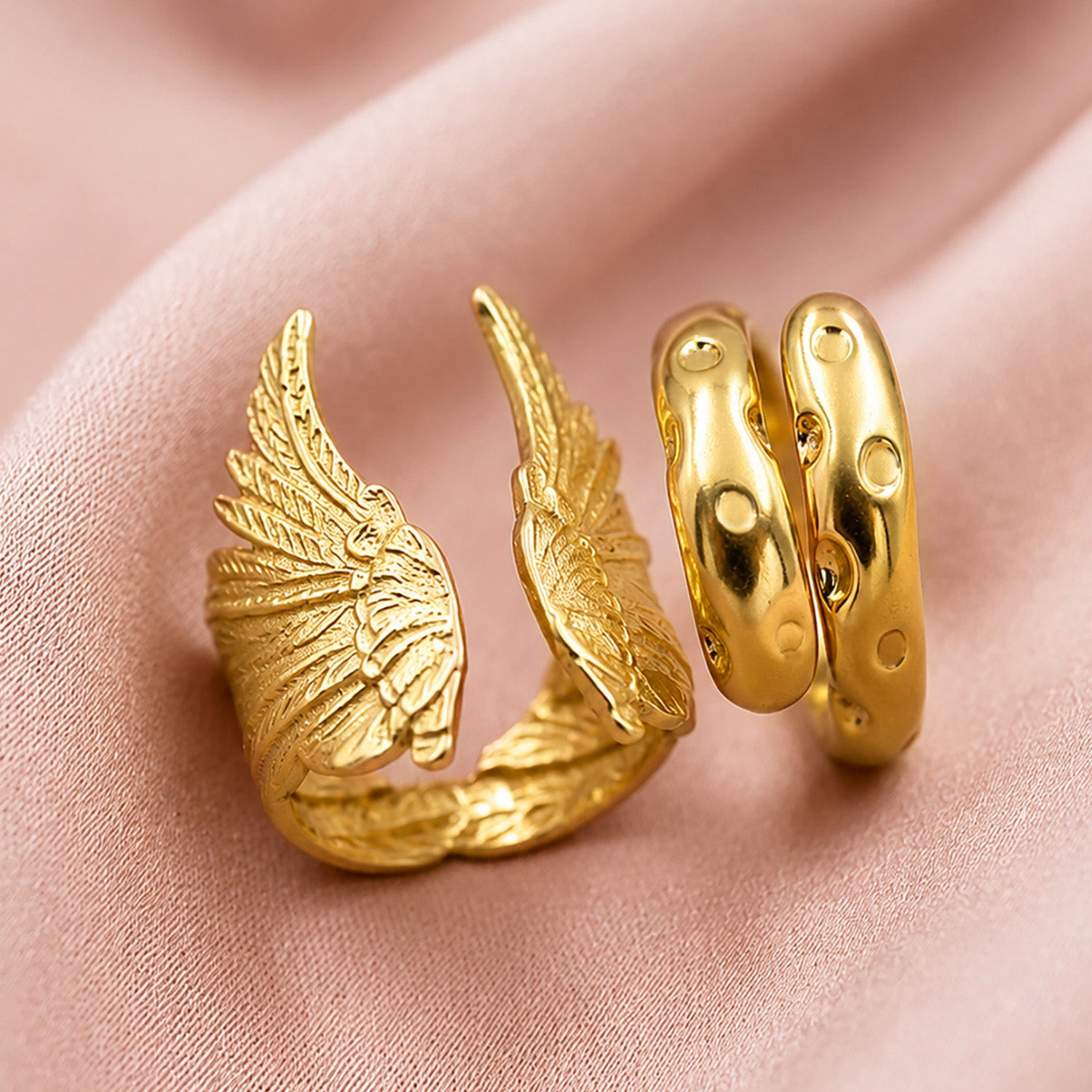Artklim Angel Wing Ring Duo Adjustable Anti-Tarnish Ring