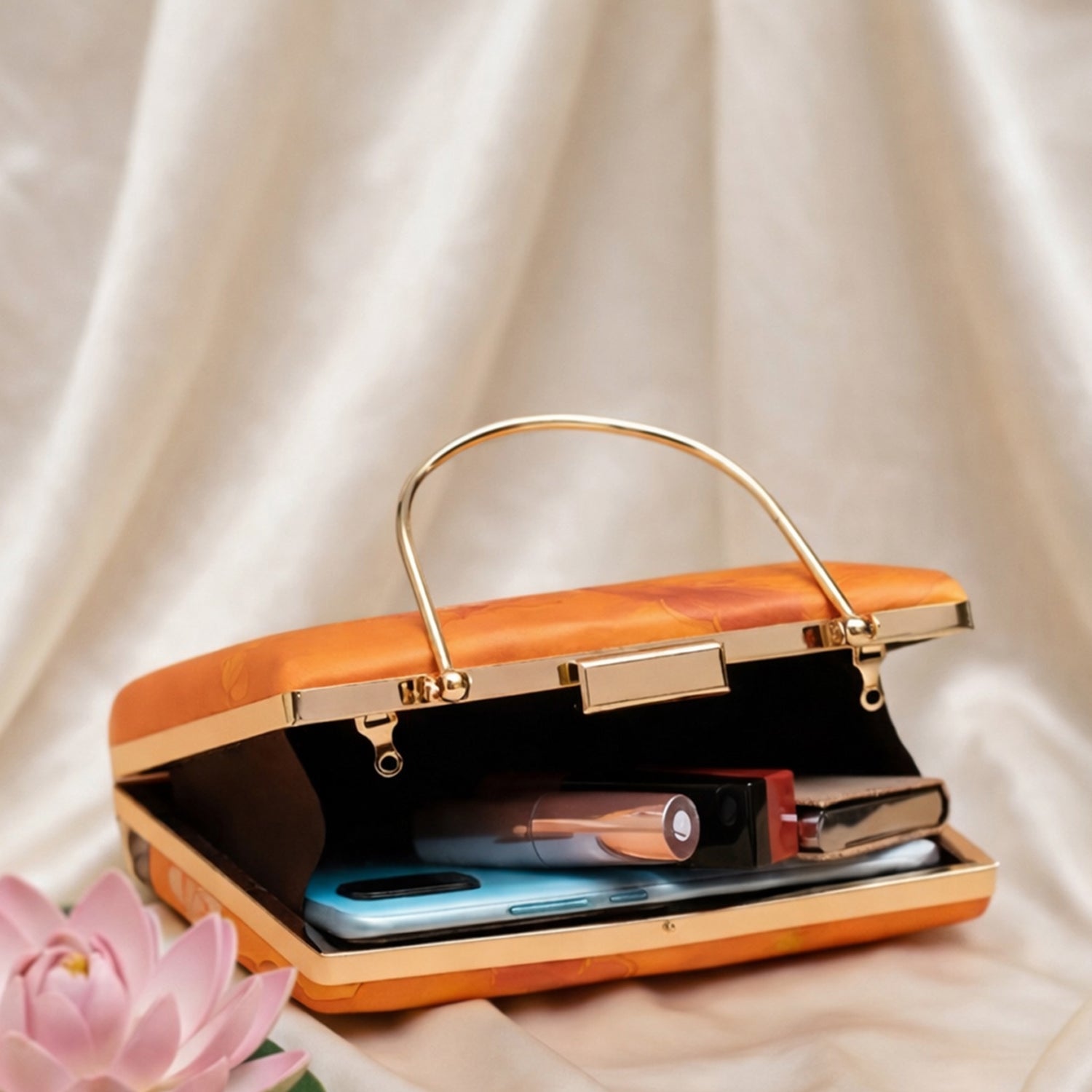 Artklim Divine Cow Lotus Hand Printed Clutch