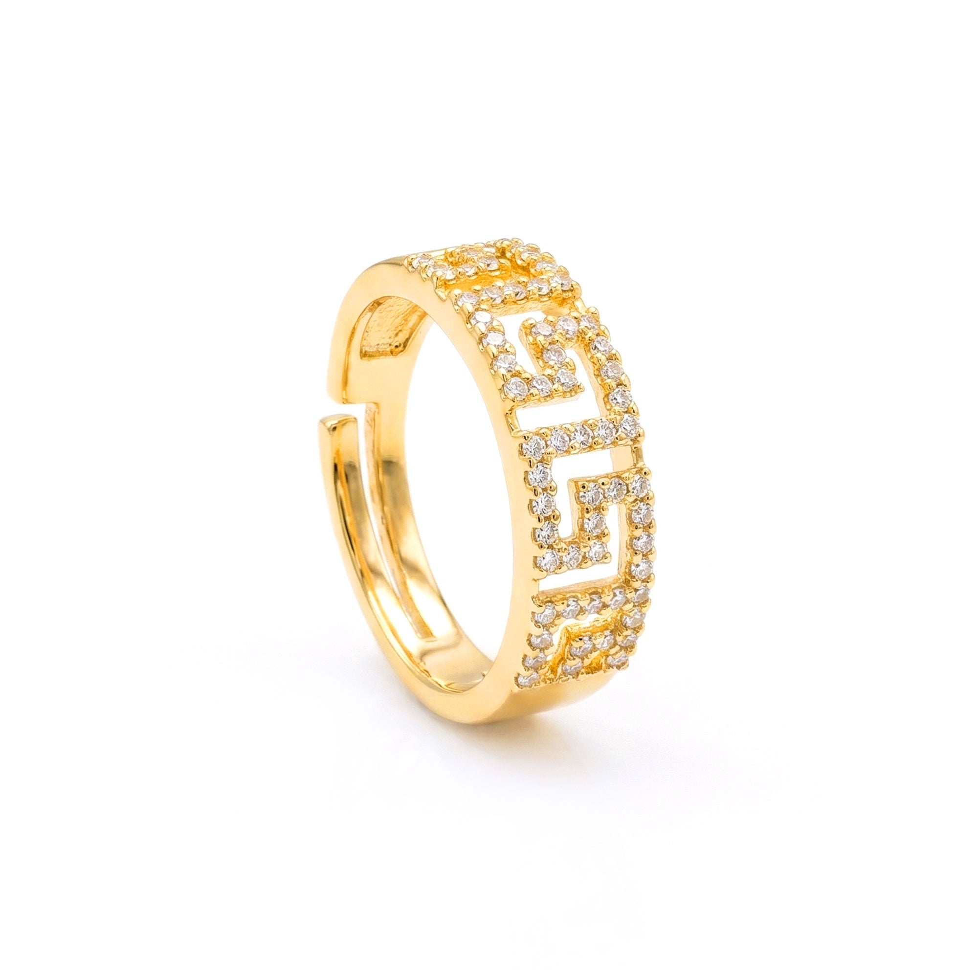 Artklim Gold-Plated Greek Key Design Anti-Tarnish Ring