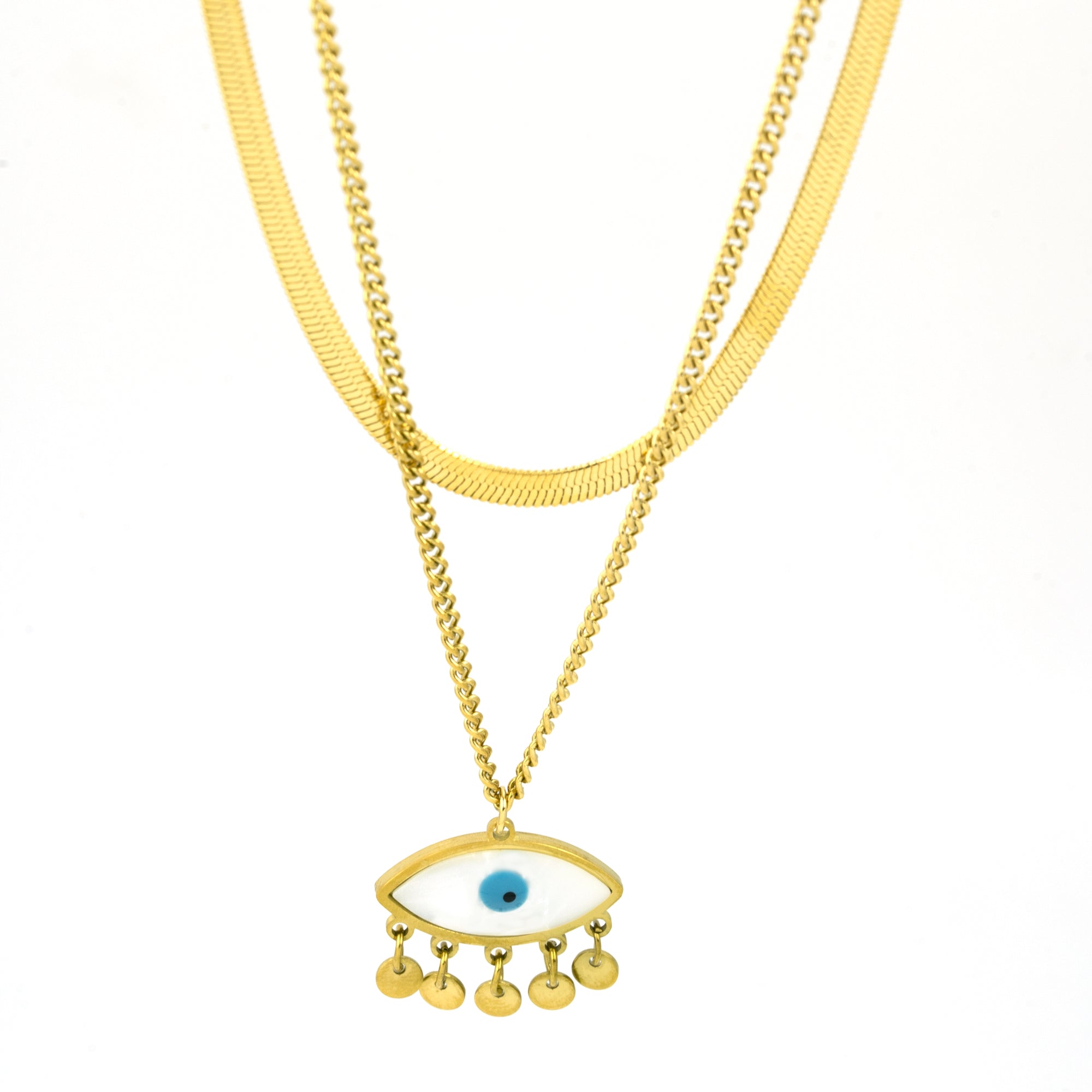 Artklim Evil Eye Charm Gold Necklace