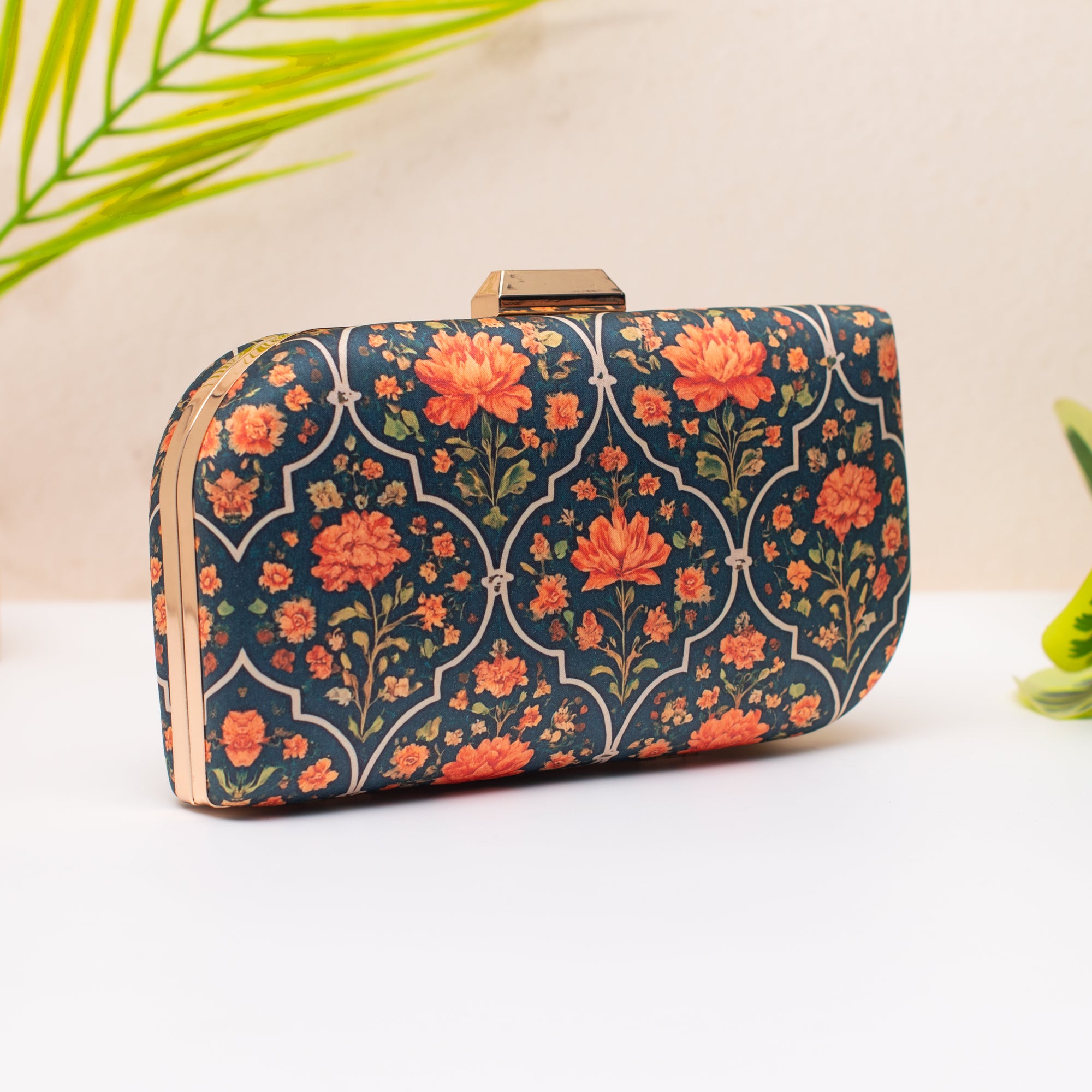 Artklim Navy Blue Printed Clutch
