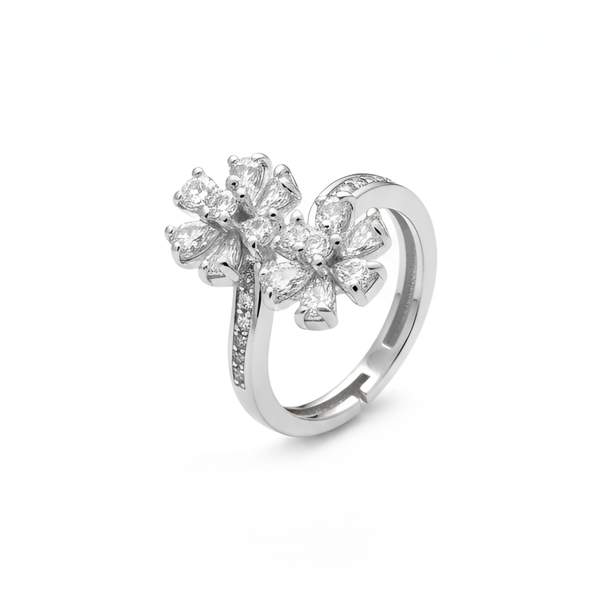 Artklim Silver Plated Floral Design Anti-Tarnish Ring