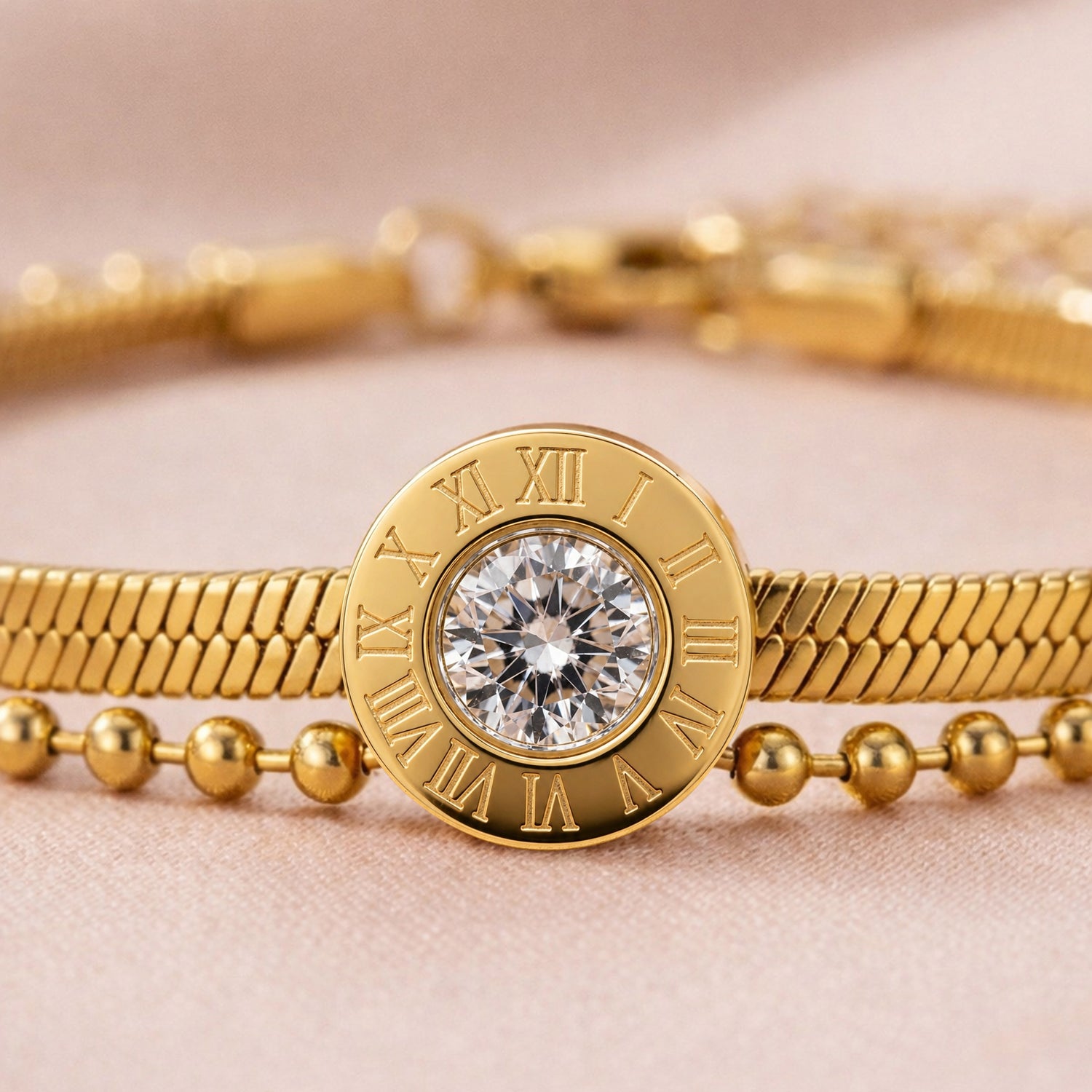 Artklim Crystal Luxe Double Layer Anti-Tarnish Bracelet