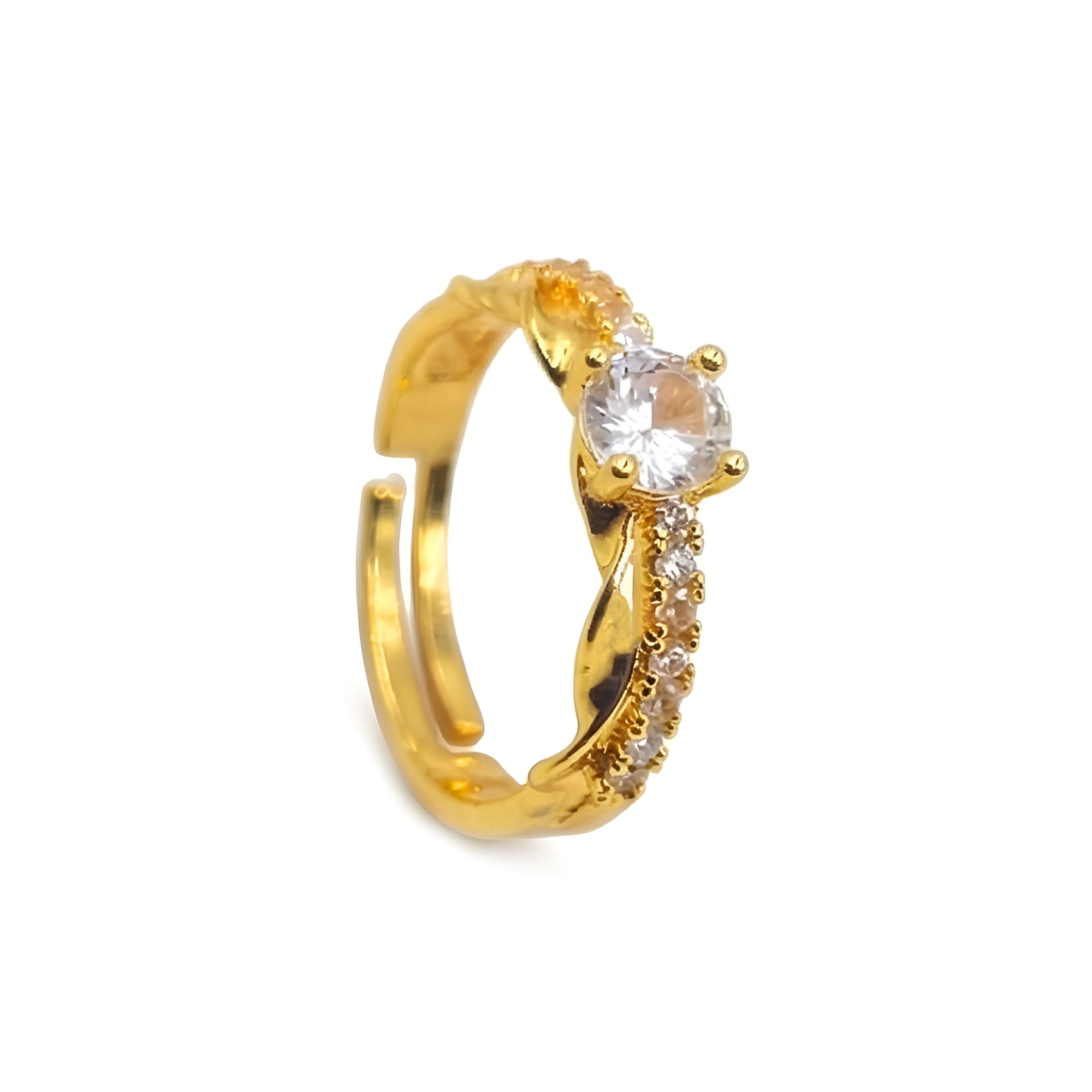 Artklim Gold-Plated Solitaire Twist Design Anti-Tarnish Ring