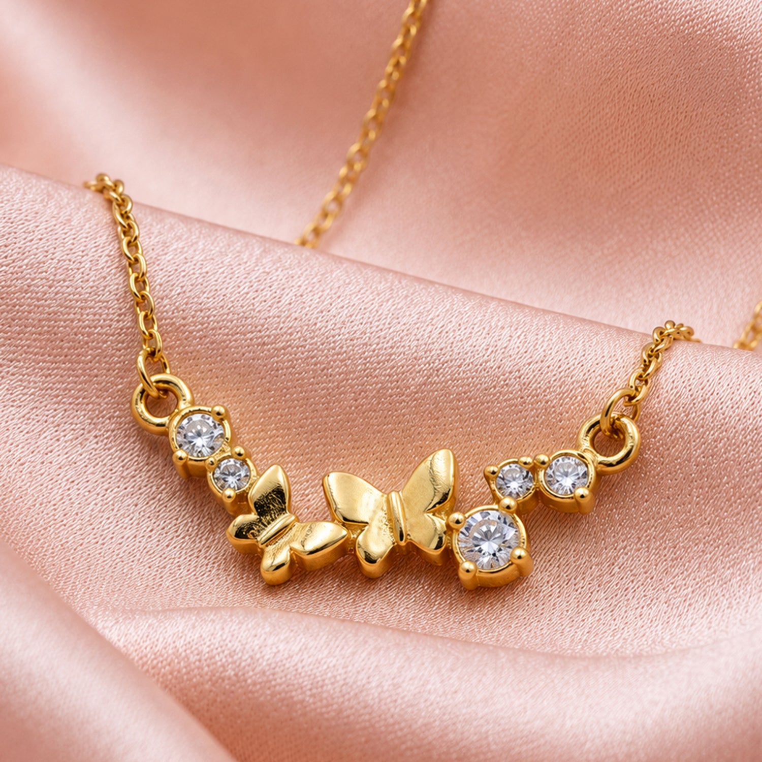 Artklim Golden Butterfly Sparkle Anti-Tarnish Pendant Necklace