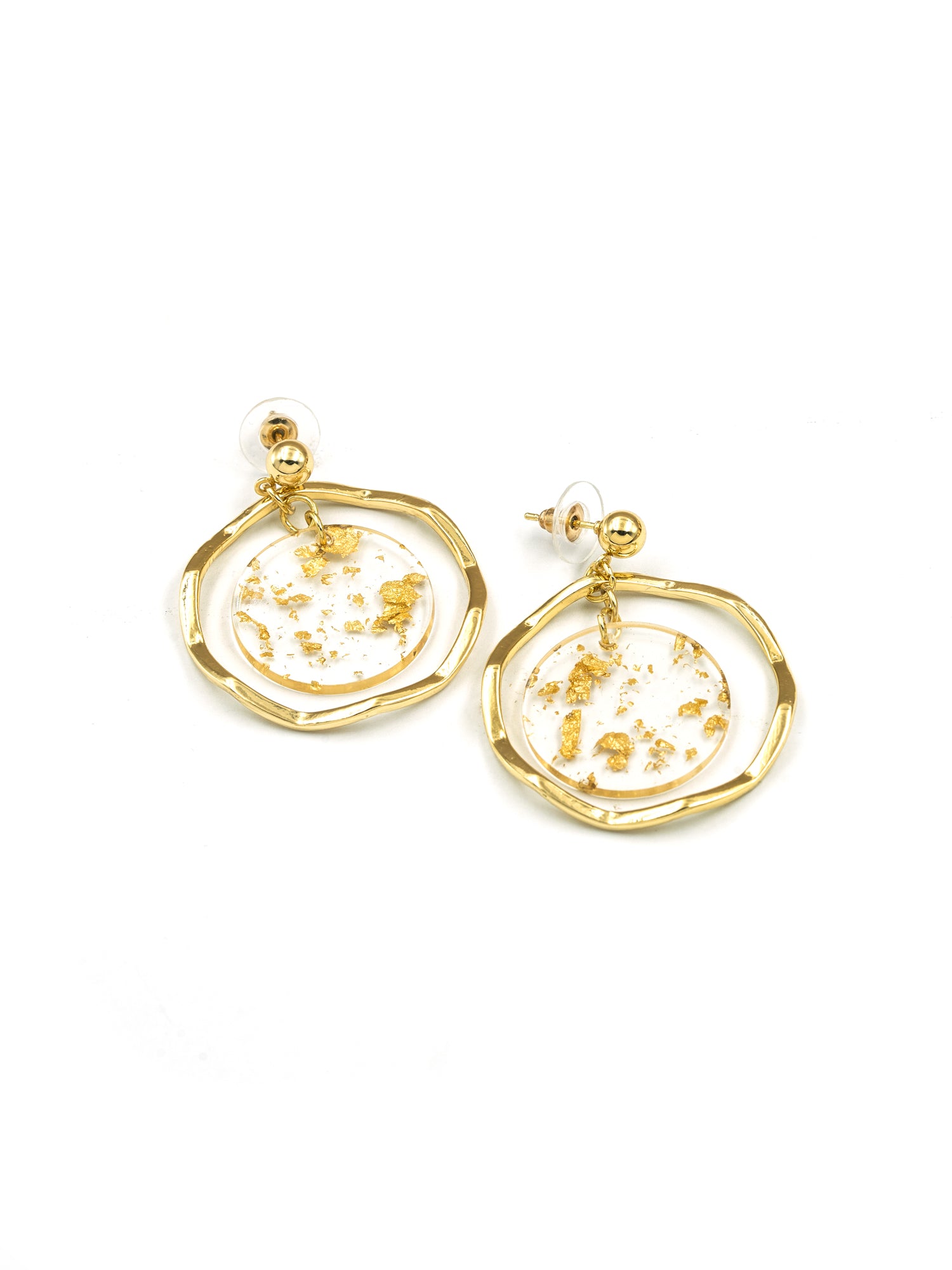 Artklim Gold Flake Round Anti Tarnish Earrings