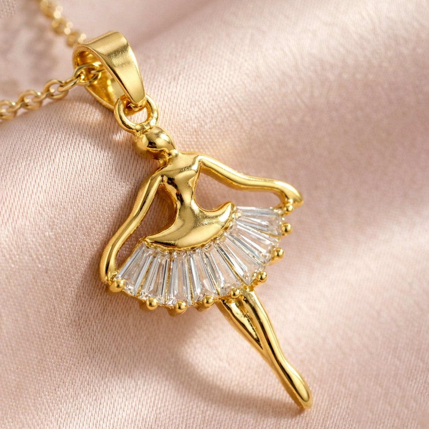 Artklim Gold-Plated Elegant Ballet Dancer Anti-Tarnish Pendant Necklace