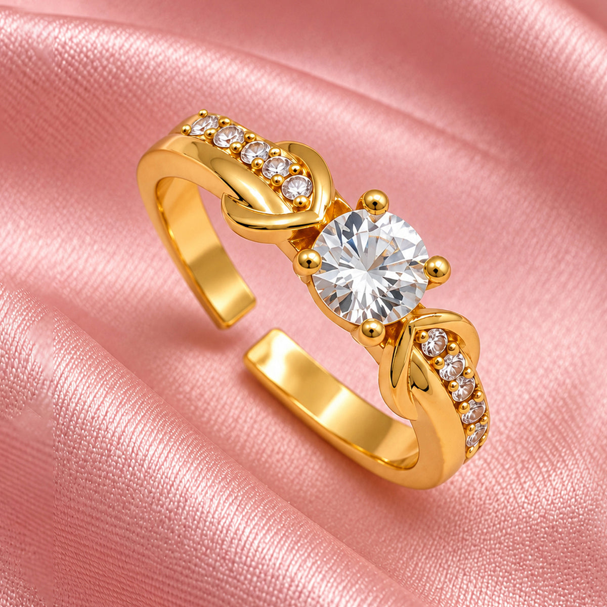Artklim Luxe Round-Stone Gold-Tone Anti-Tarnish Ring