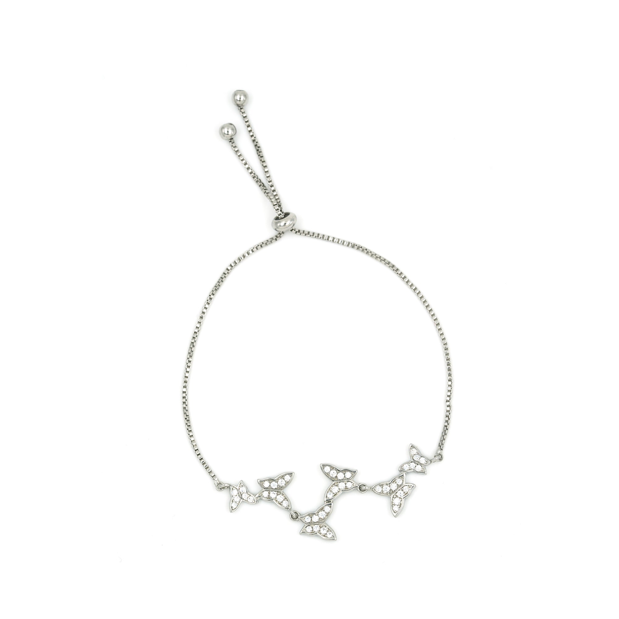 Artklim Silver Plated Studded Butterfly Slider Bracelet