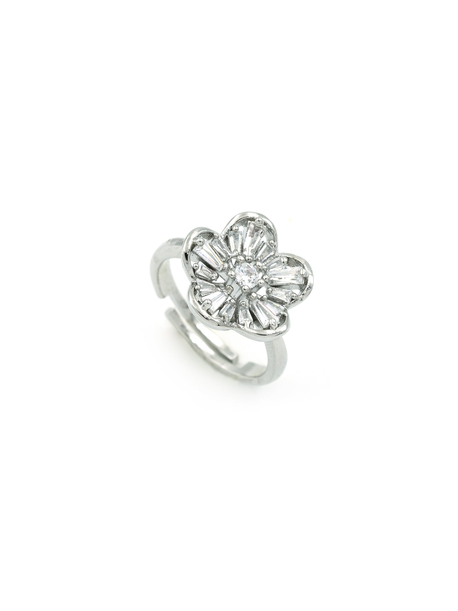 Artklim Sliver- Tone Blossom Glow Anti-Tarnish Ring