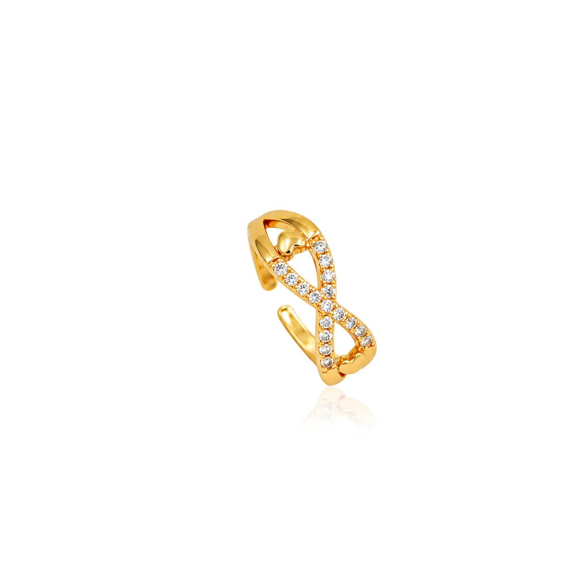 Artklim Luxe Infinity Knot Crystal Gold-Tone Anti-Tarnish Ring