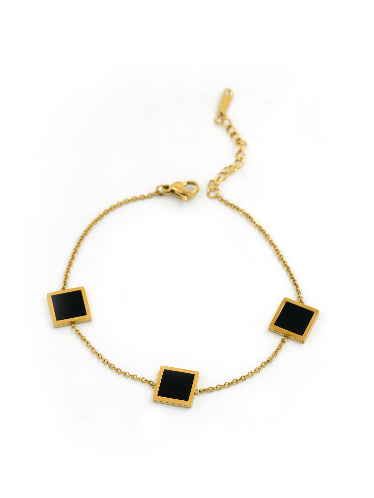 Artklim Gold Plated Anti Tarnish Black Square Charm Bracelet