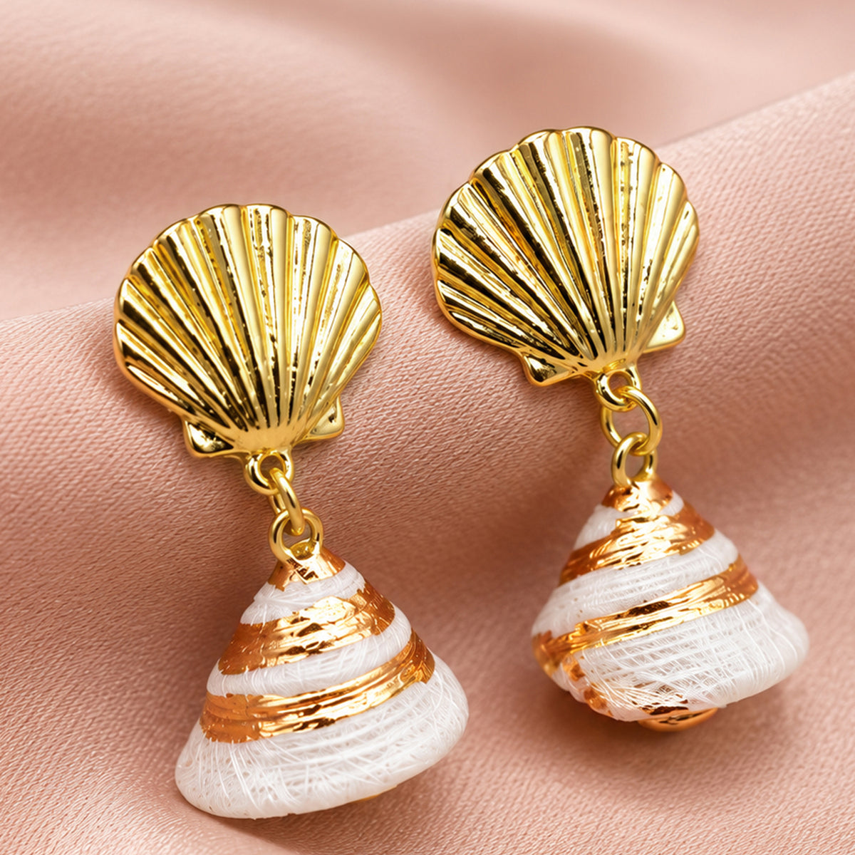 Artklim Elegant Shell Drop Gold-Tone Anti-Tarnish Earring