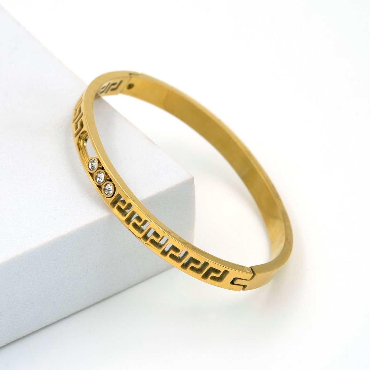 Artklim Gold Plated Greek Key Bangle Bracelet