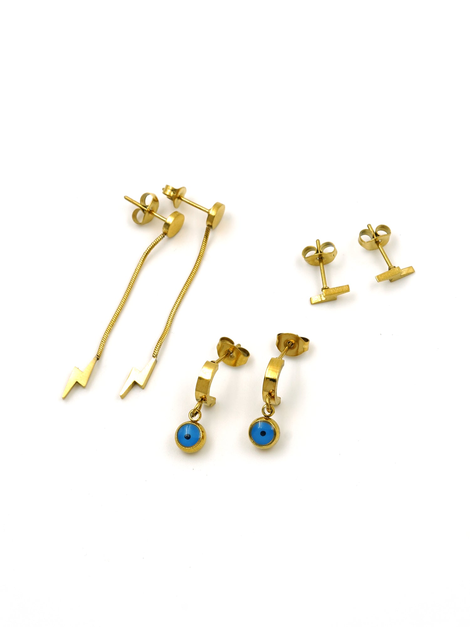 Artklim Gold-Plated Anti-Tarnish Earrings Set of 3