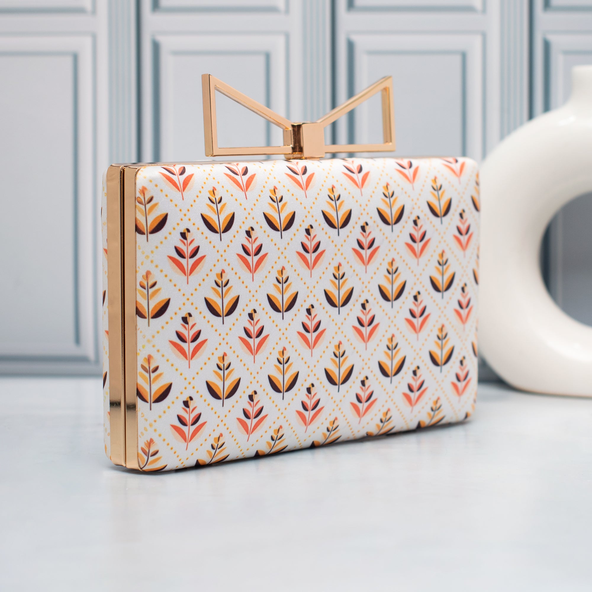 Artklim Autumn Leaf Print Elegant Printed Clutch
