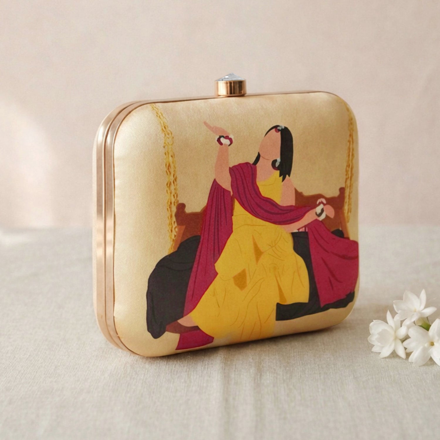 Artklim Golden Grace – Festive Muse Printed Clutch