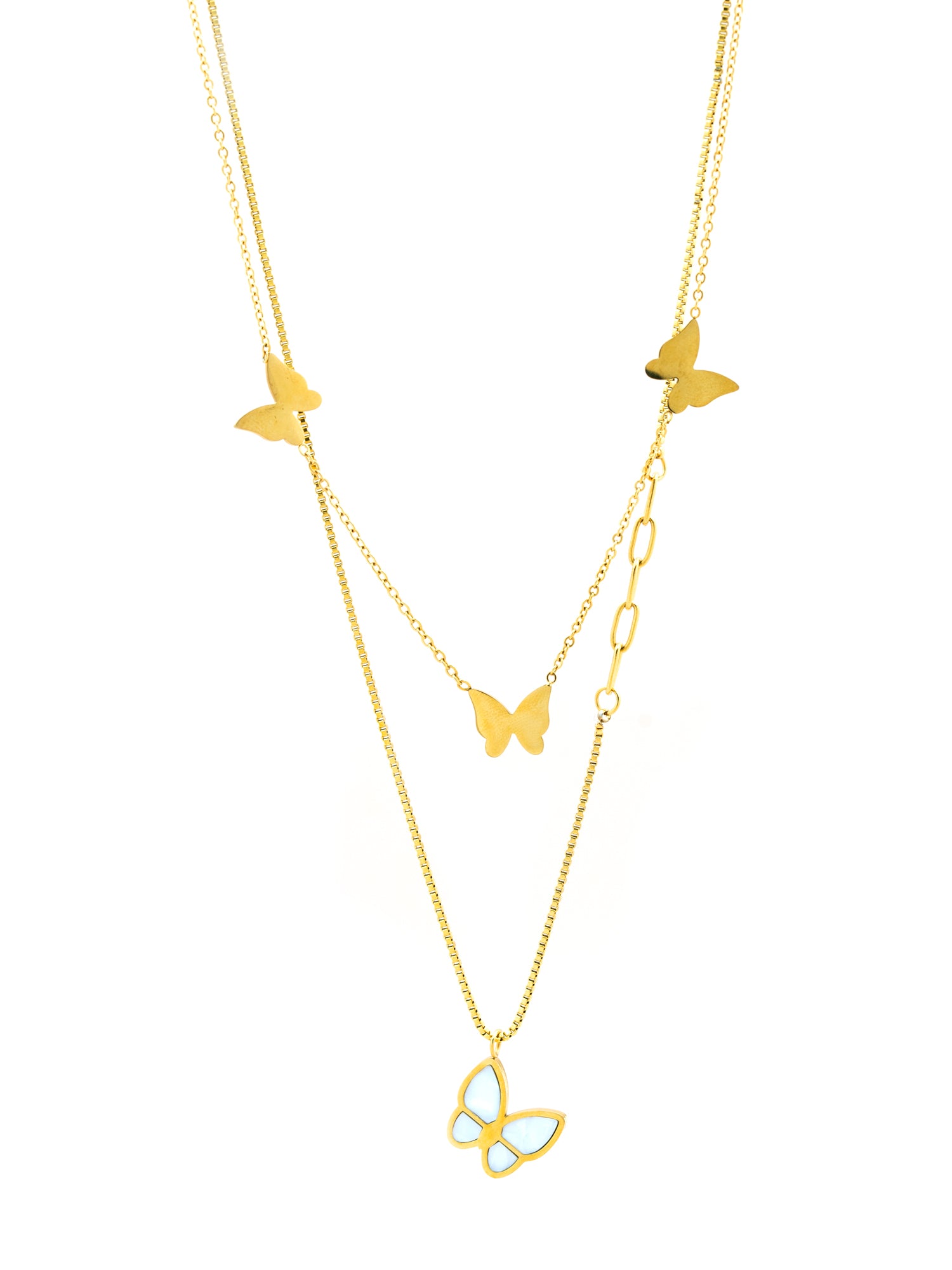 Artklim White MOP Butterfly Shaped Double Anti Tarnish Pendant