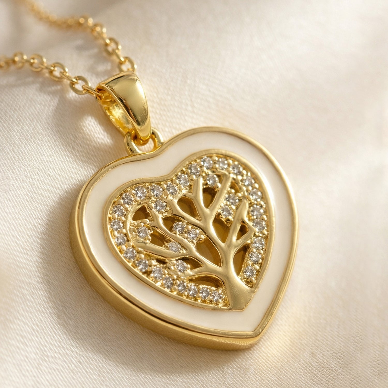 Artklim Gold-Plated Tree of Life Heart Anti-Tarnish Pendant Necklace