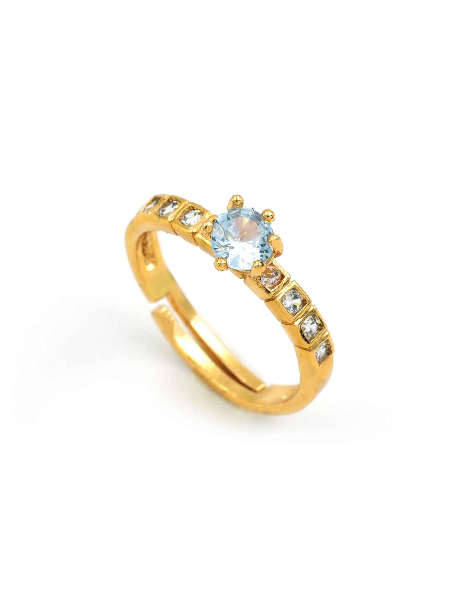 Artklim Gold-Plated Square-Cut Solitaire Anti Tarnish Ring