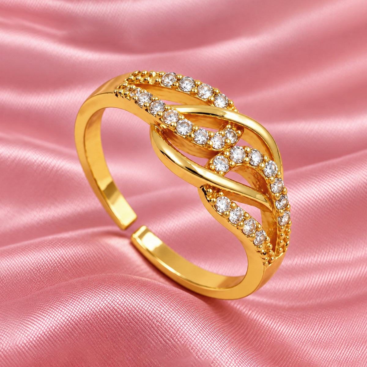 Artklim Chic Twisted Gold-Tone Anti-Tarnish Ring