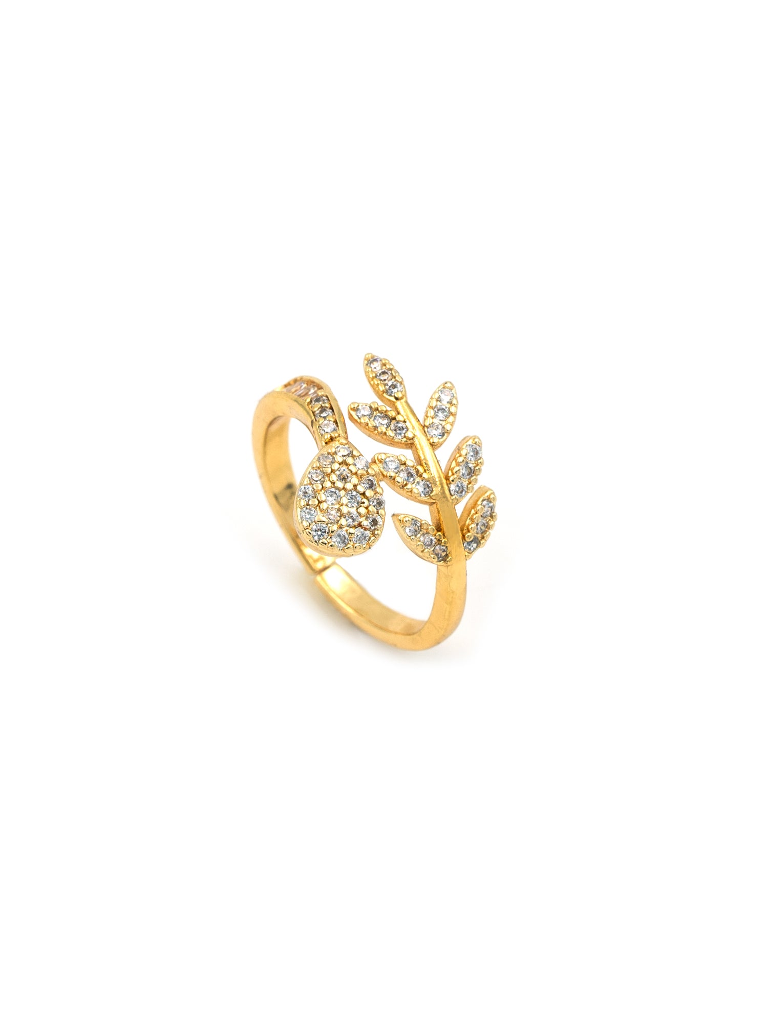 Artklim Gold-Plated Leafy Elegance Anti-Tarnish Ring