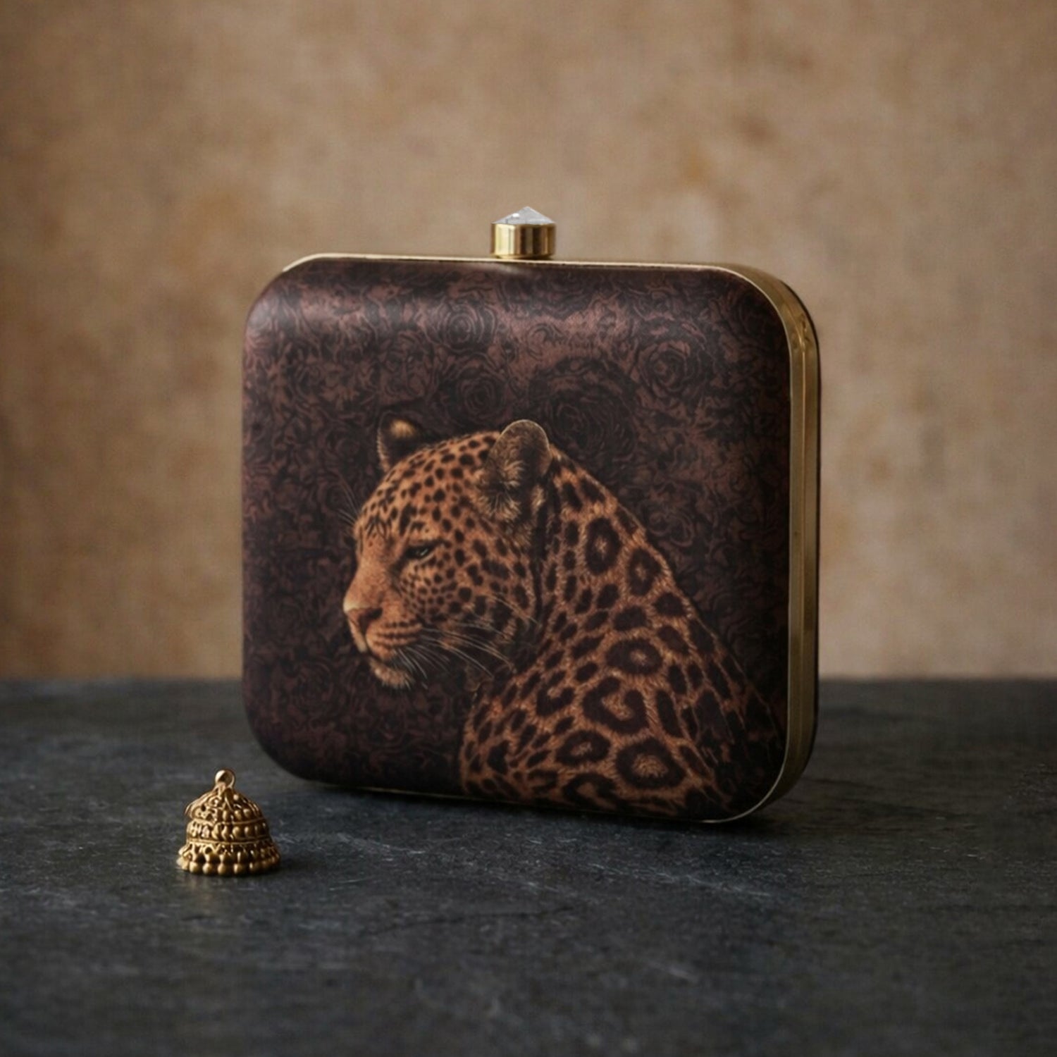 Artklim Midnight Leopard Royal Printed Clutch
