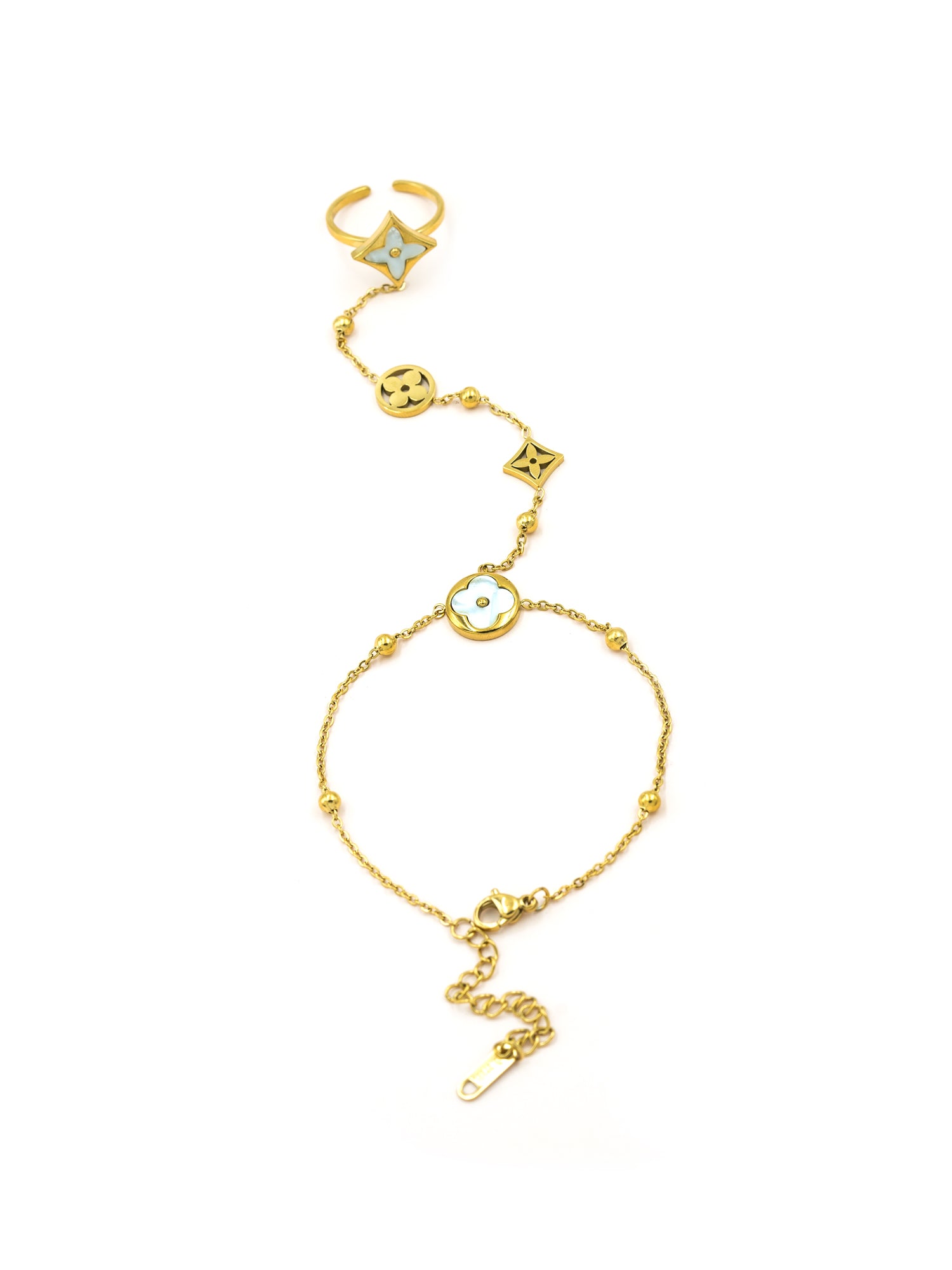 Artklim Floral Motif Anti-Tarnish Ring Bracelet