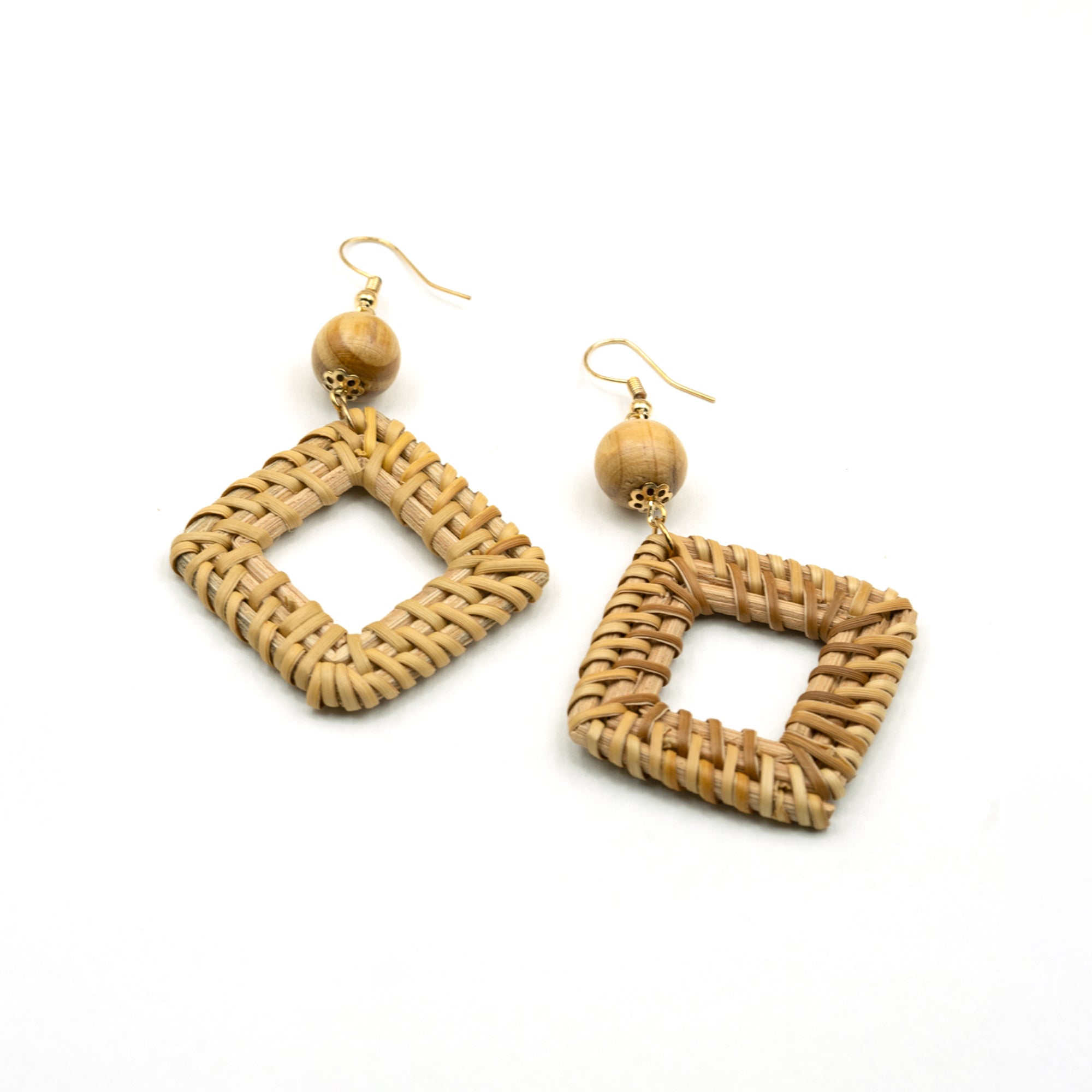 Artklim Boho Rattan Square Earrings
