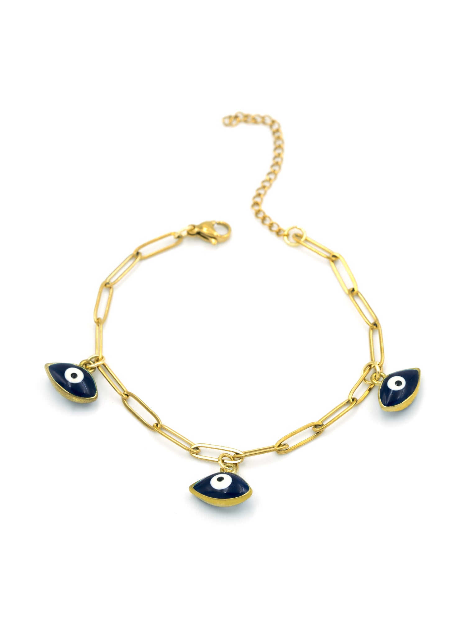 Artklim Gold Plated Anti Tarnish Blue Evil Eye Chain Bracelet