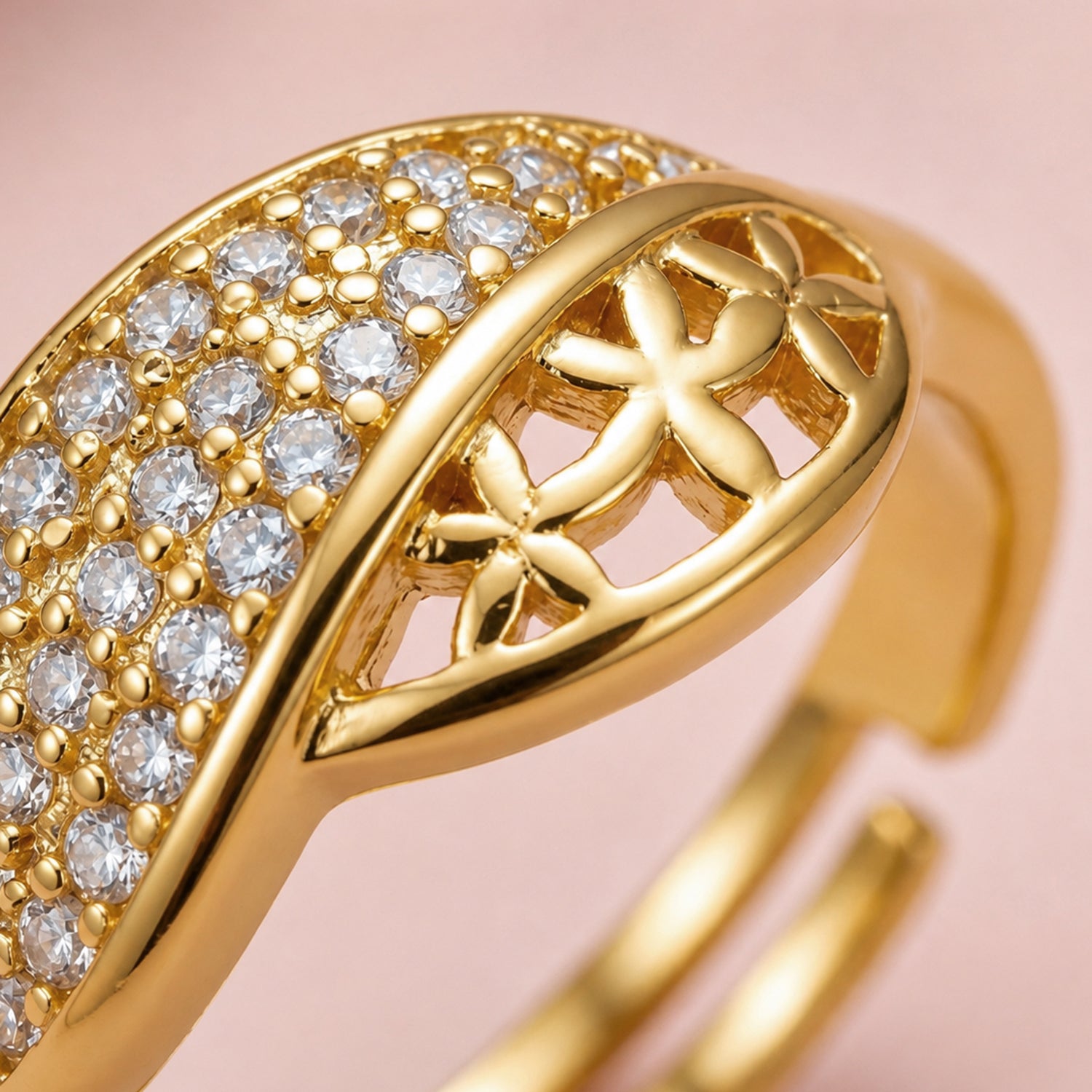 Artklim Classic Pave Dome Gold Anti-Tarnish Ring