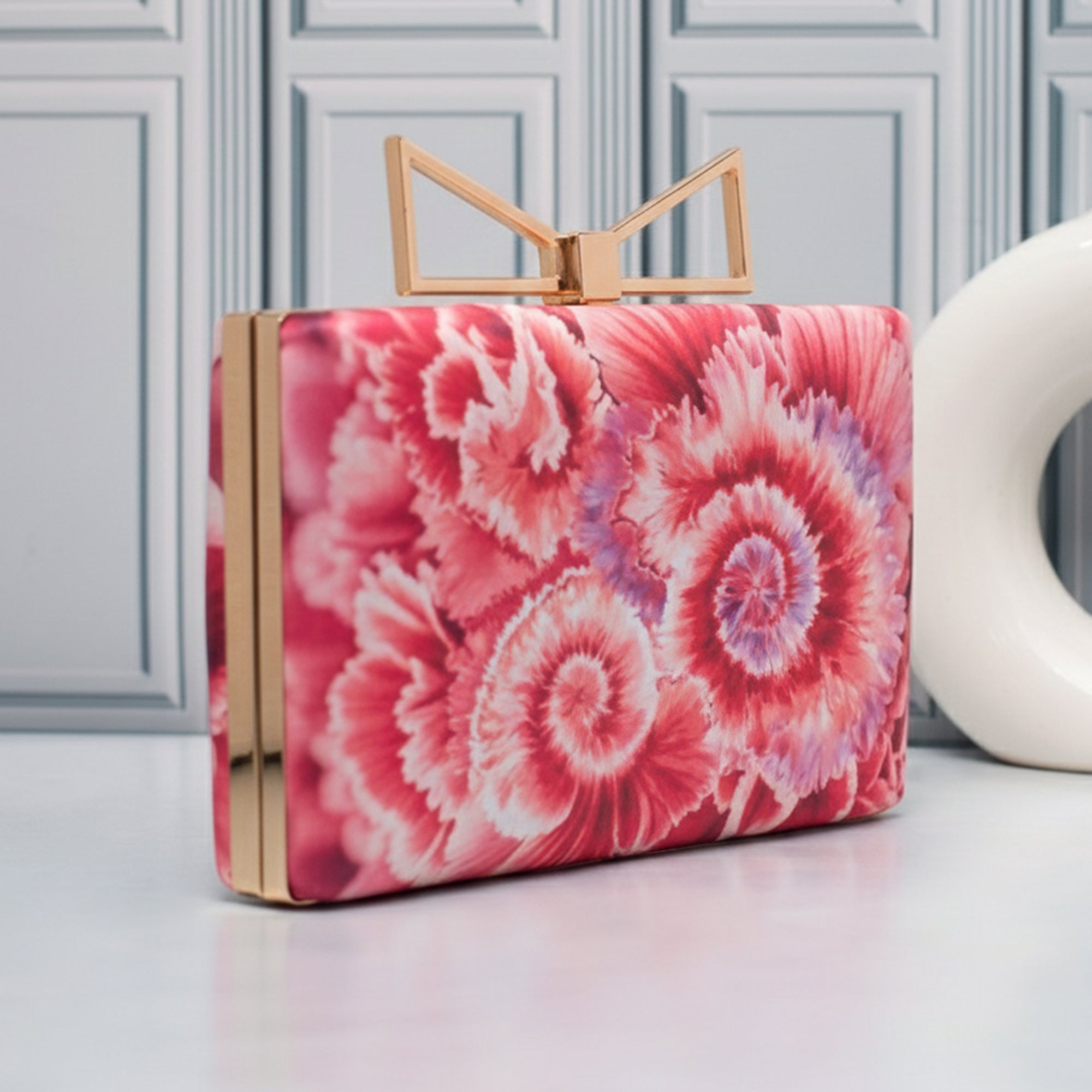 Artklim Rose Swirl Bloom Printed Clutch