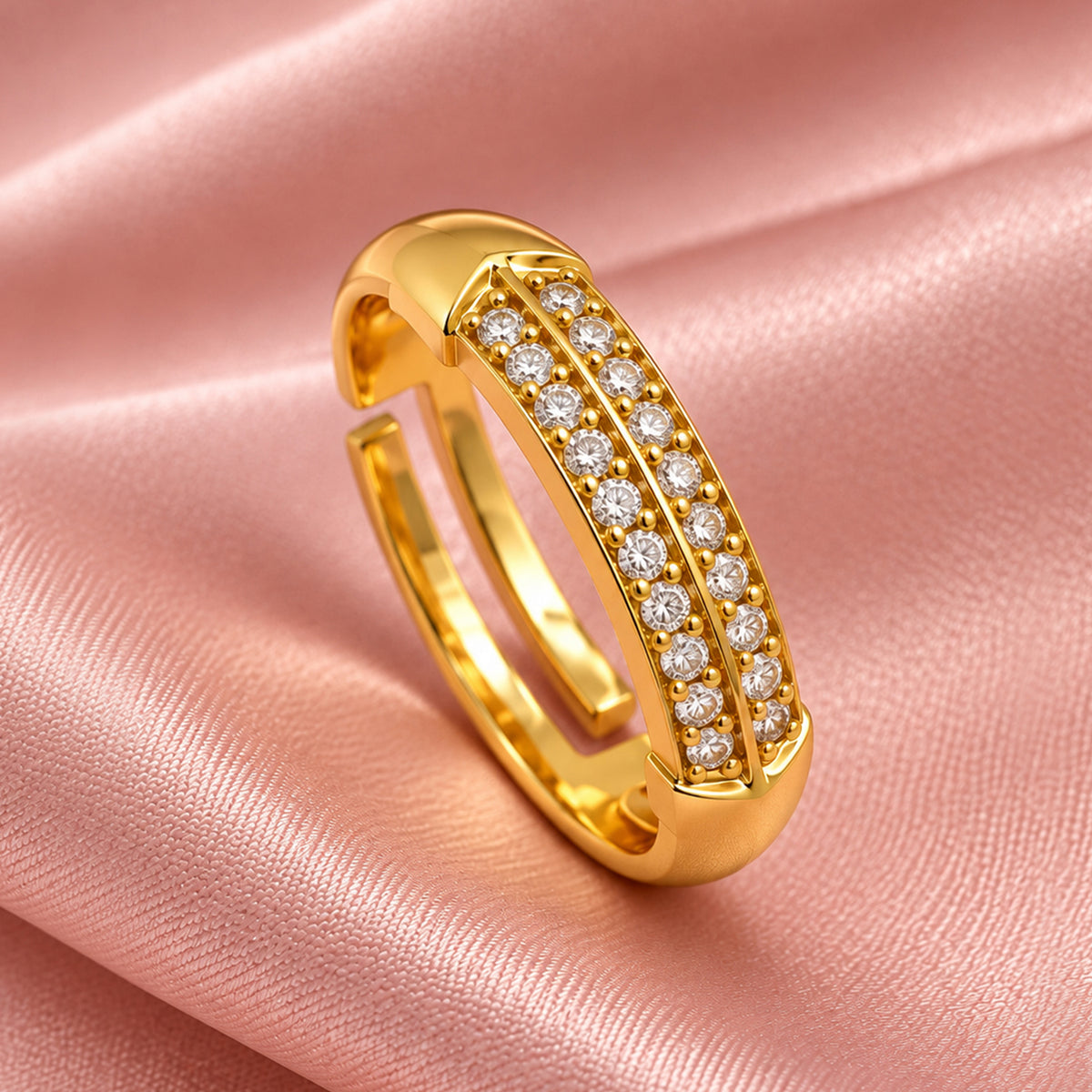 Artklim Minimal Crystal Band Gold-Tone Anti-Tarnish Ring