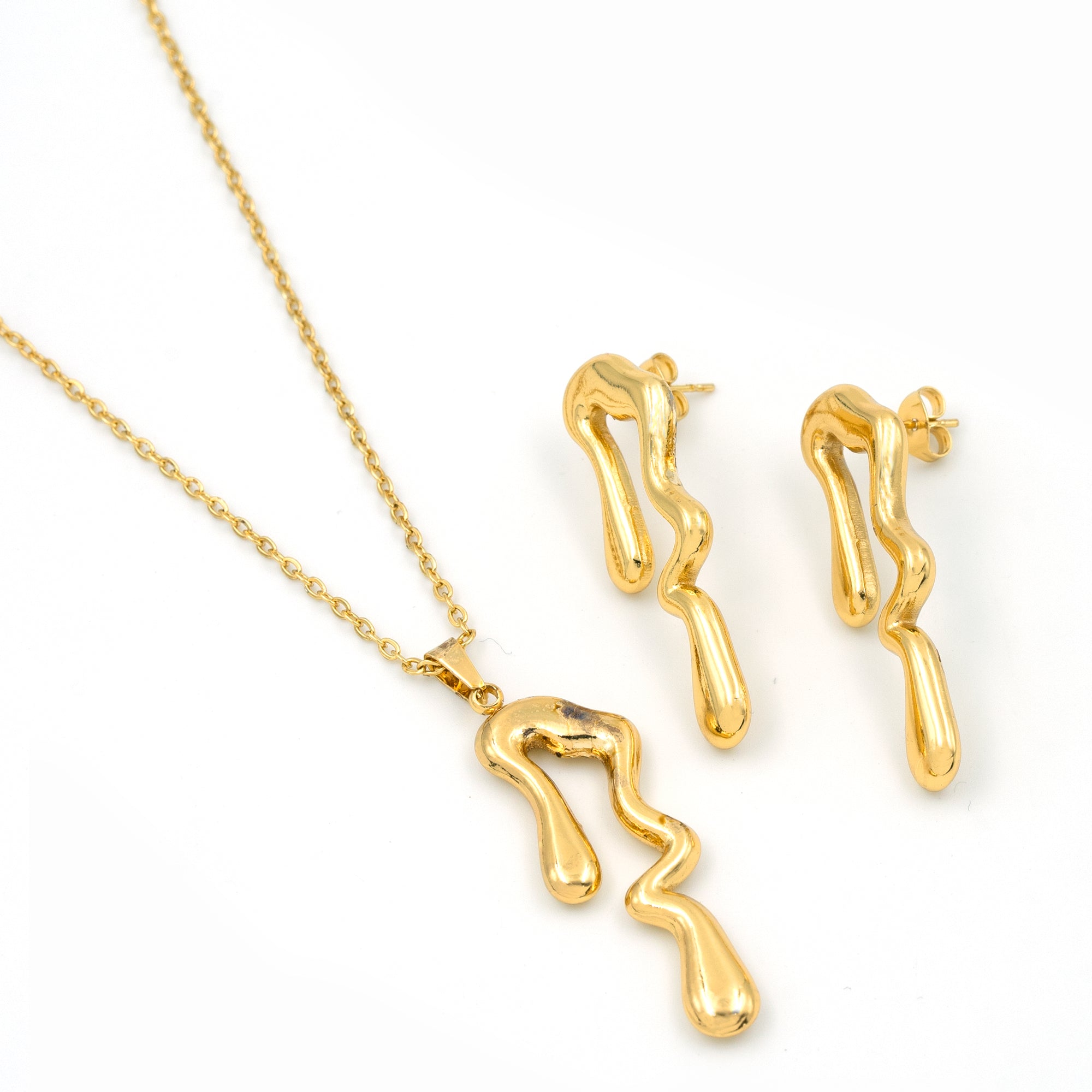 ARTKLIM Golden Bloom Pendant & Earring Set