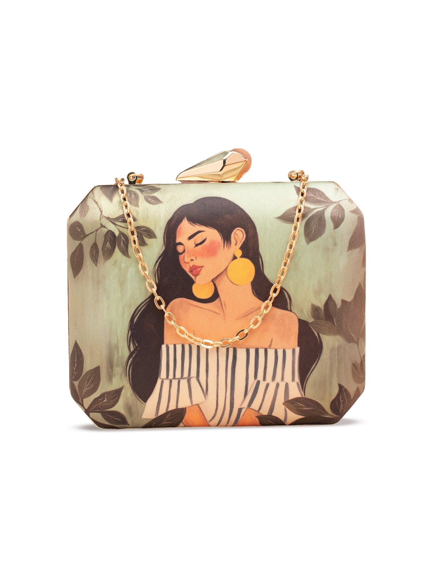 Artklim Olive Grace Printed Clutch