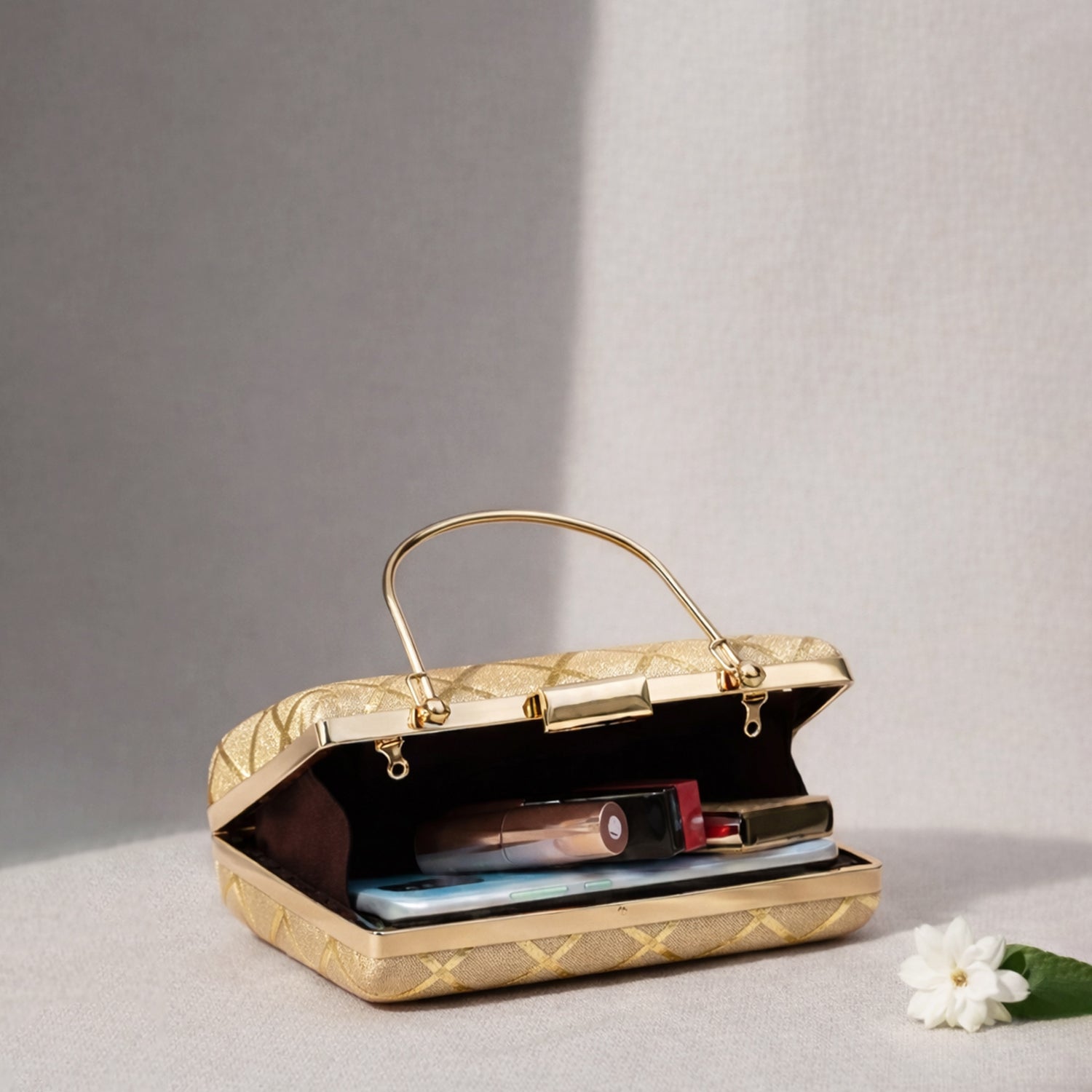 Beige Gota Patti Fabric Clutch