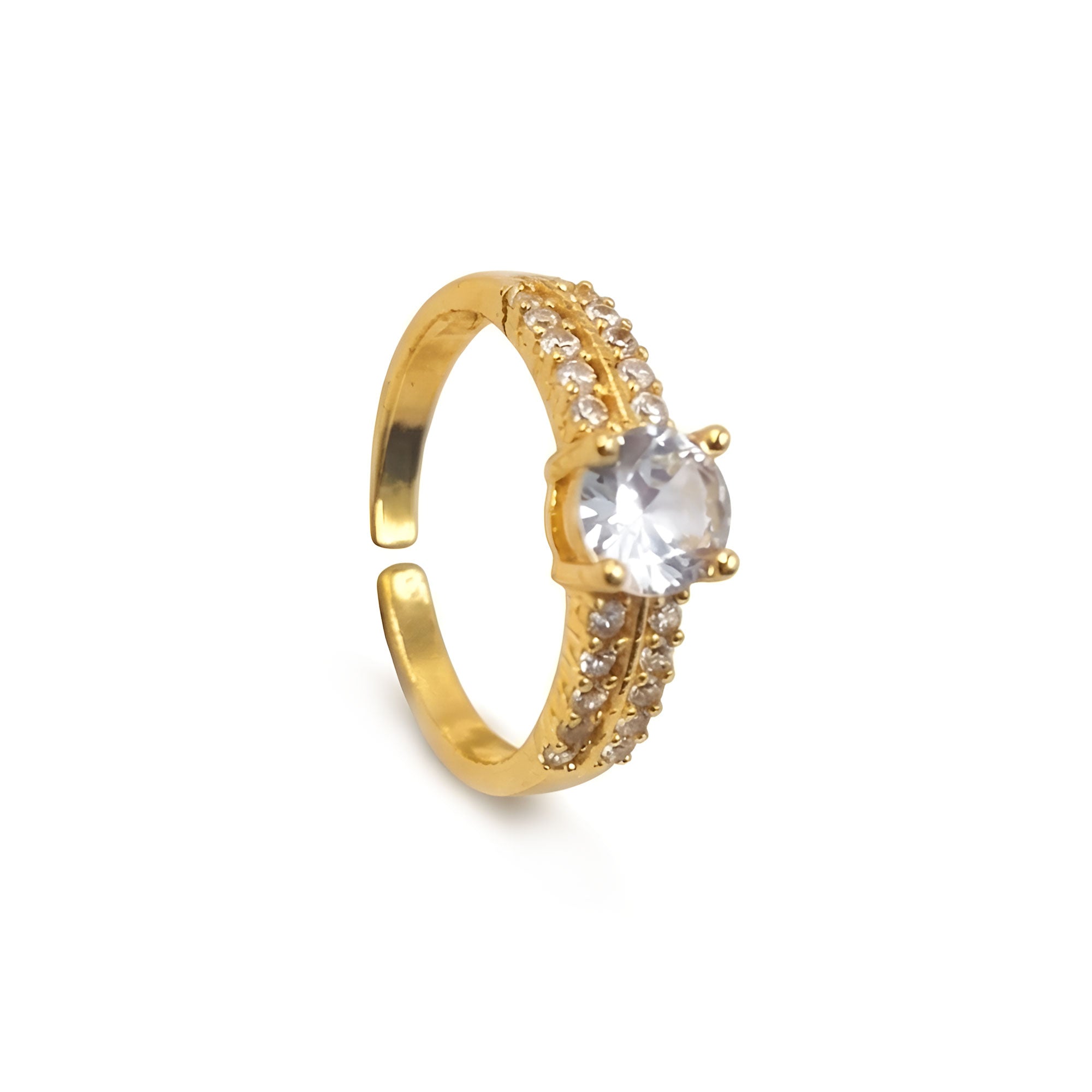 Artklim Gold-Plated Round Solitaire Design Anti-Tarnish Ring