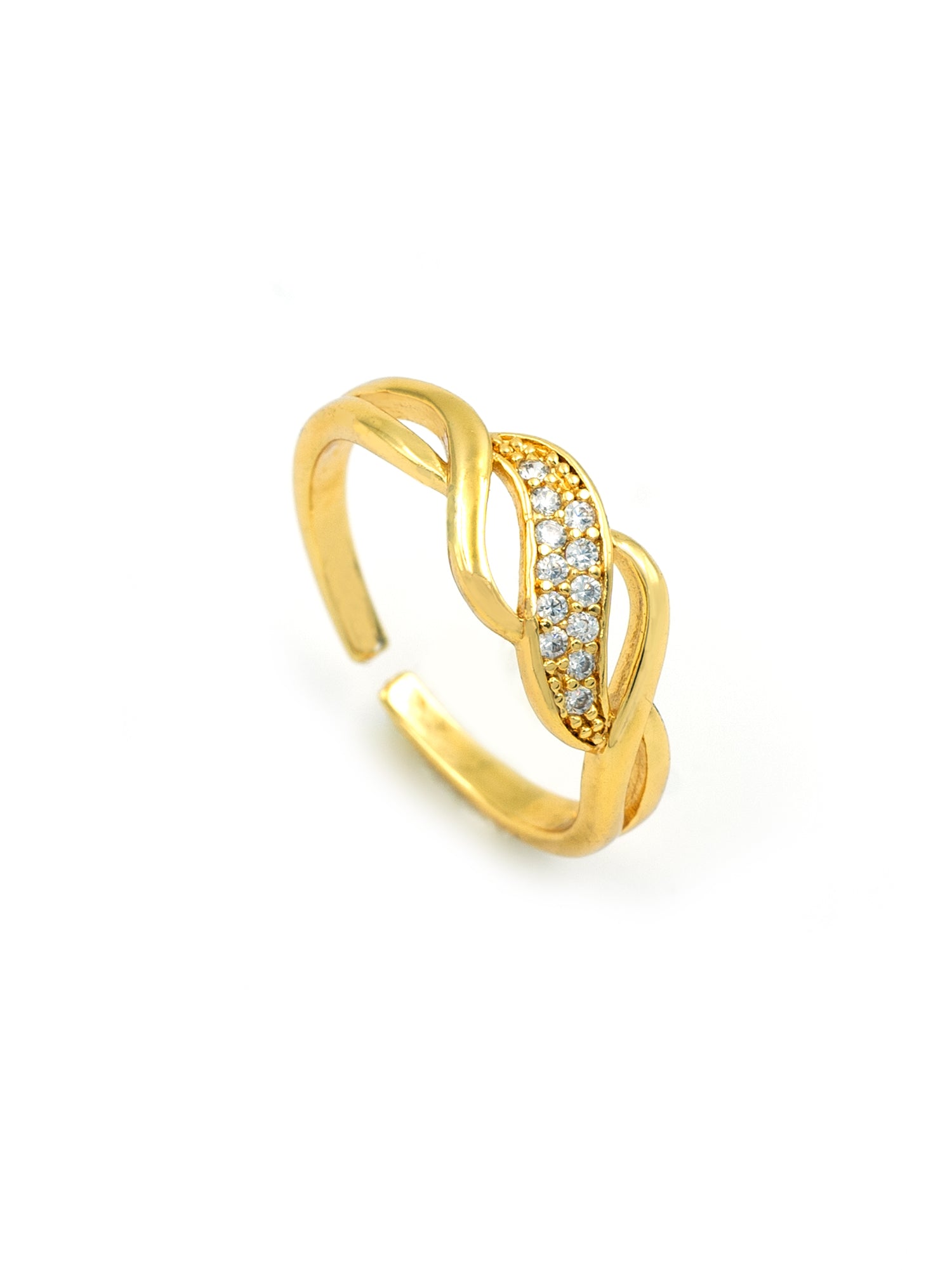 Artklim Gold-Plated Elegant Crystal-Studded Anti Tarnish Ring.