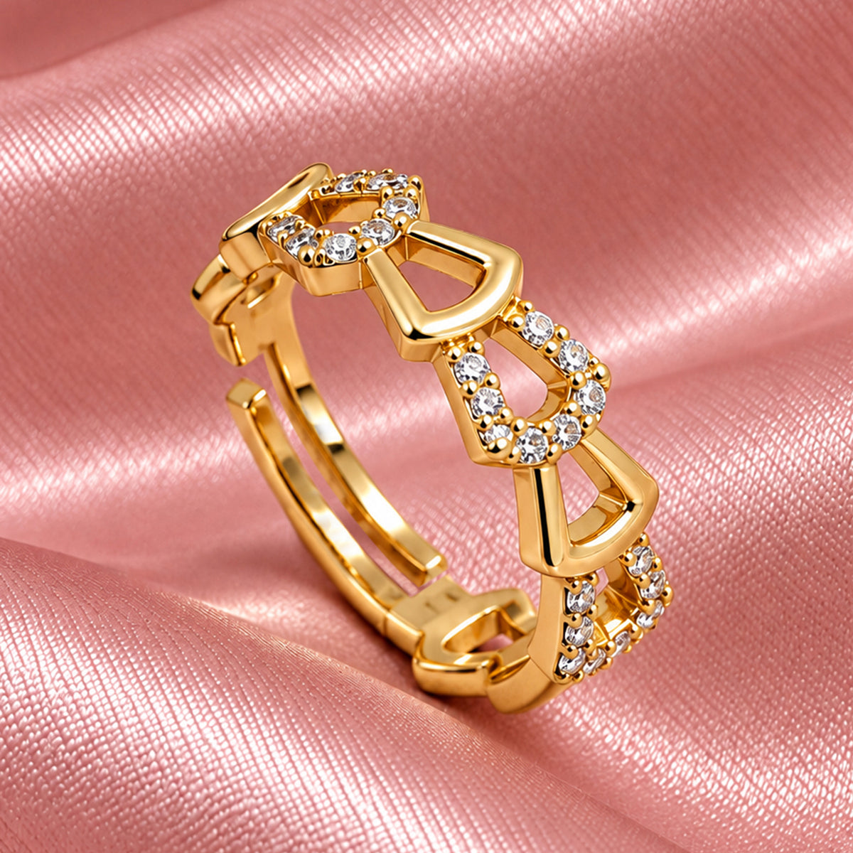 Artklim Luxe Crystal Loop Gold-Tone Anti-Tarnish Ring