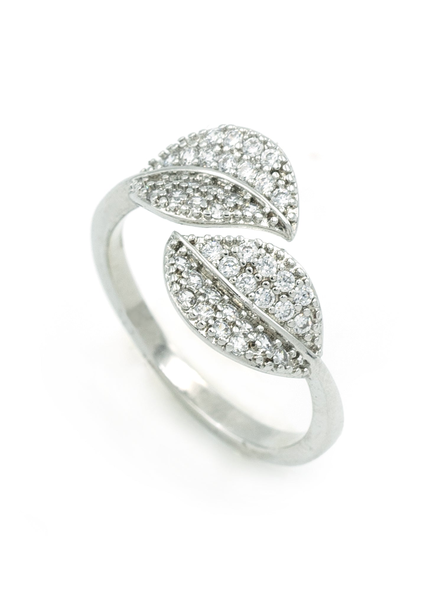 Artklim Sliver- Tone Twin Leaf Anti-Tarnish Ring