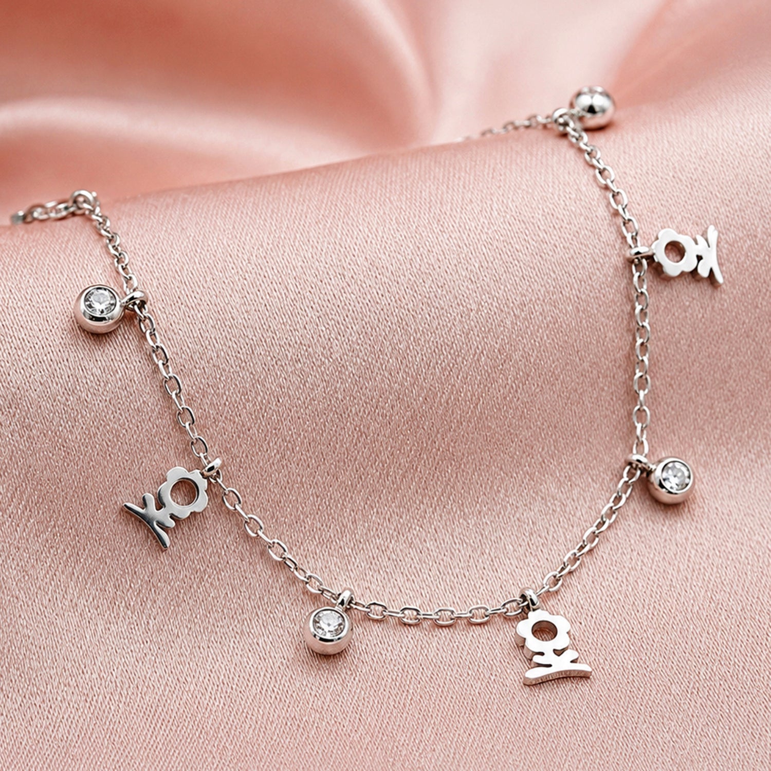 Artklim Silver Sunflower Charm Chain Anti-Tarnish Anklet